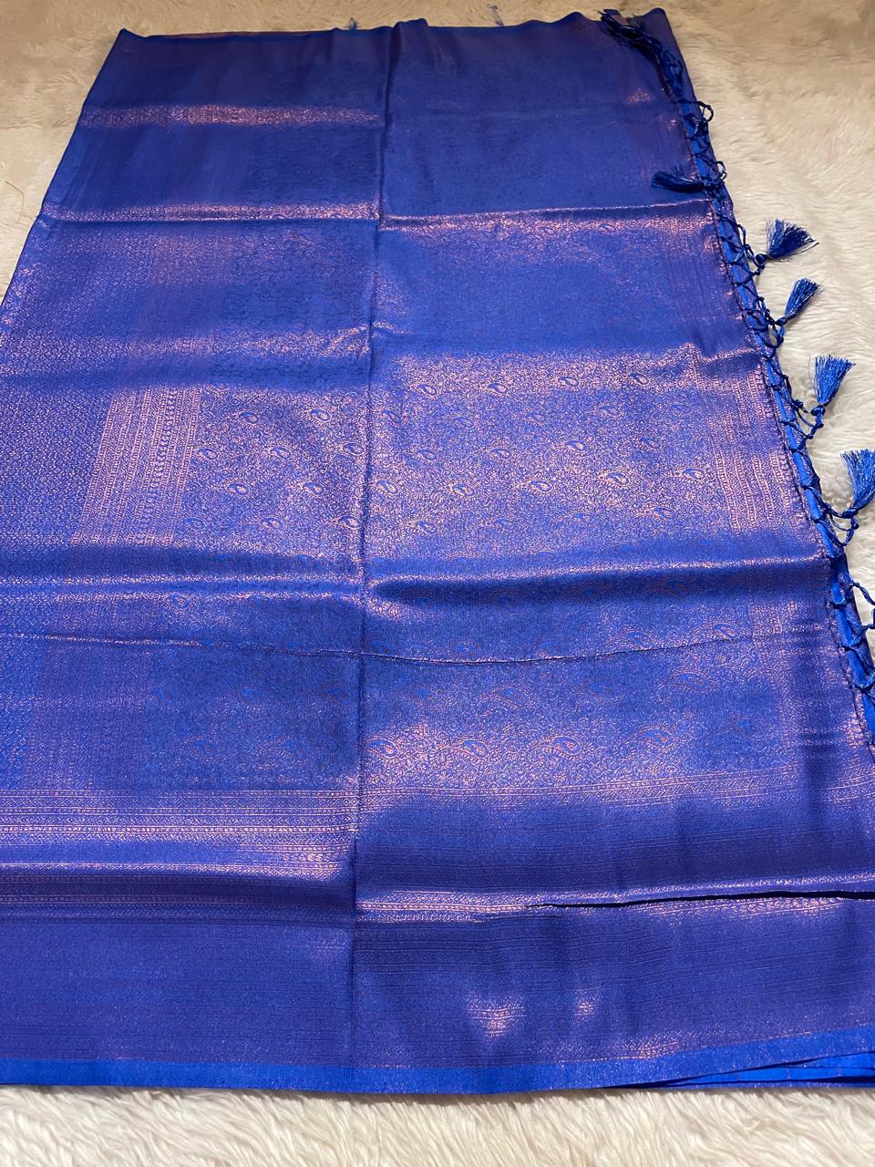 ROYAL AFFAIR-BANARASI BROCADE ROYAL BLUE  SILK SAREE