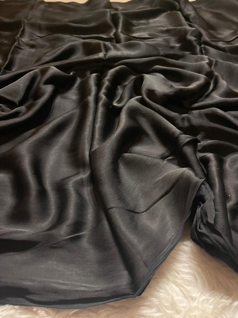 MODAL PLAIN SAREE-BLACK