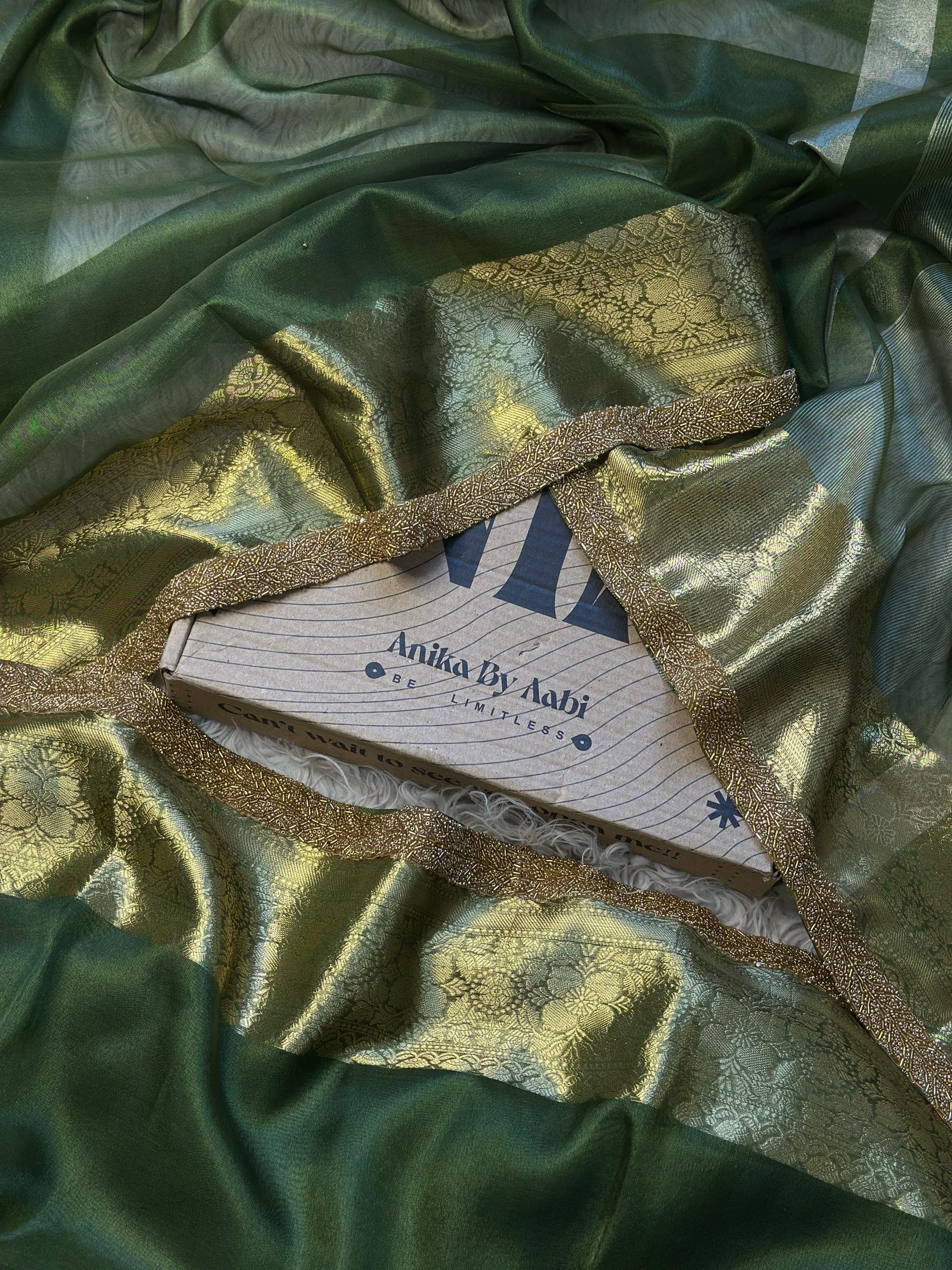 TISSUE BEATS-GREEN SAREE