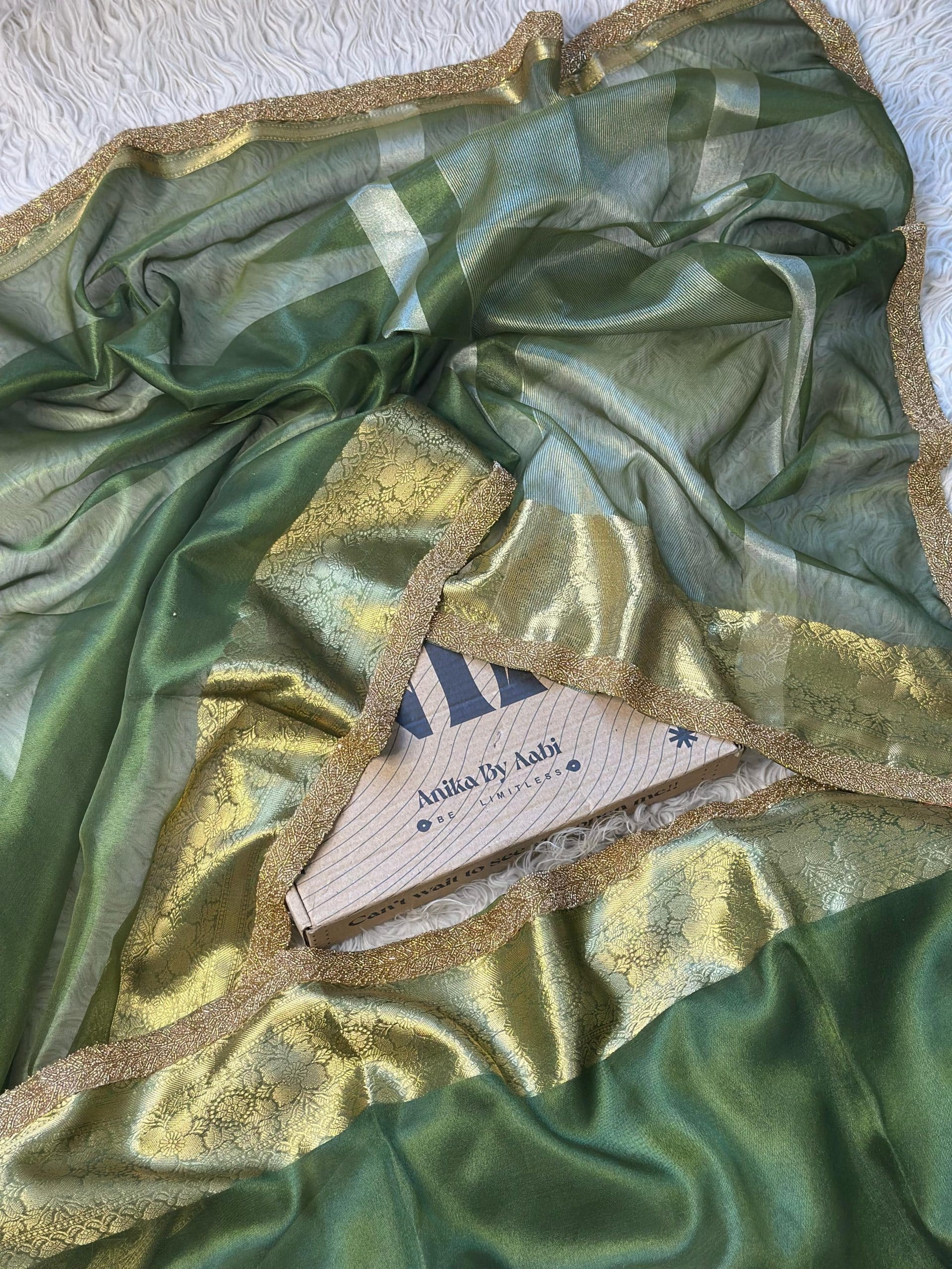 TISSUE BEATS-GREEN SAREE