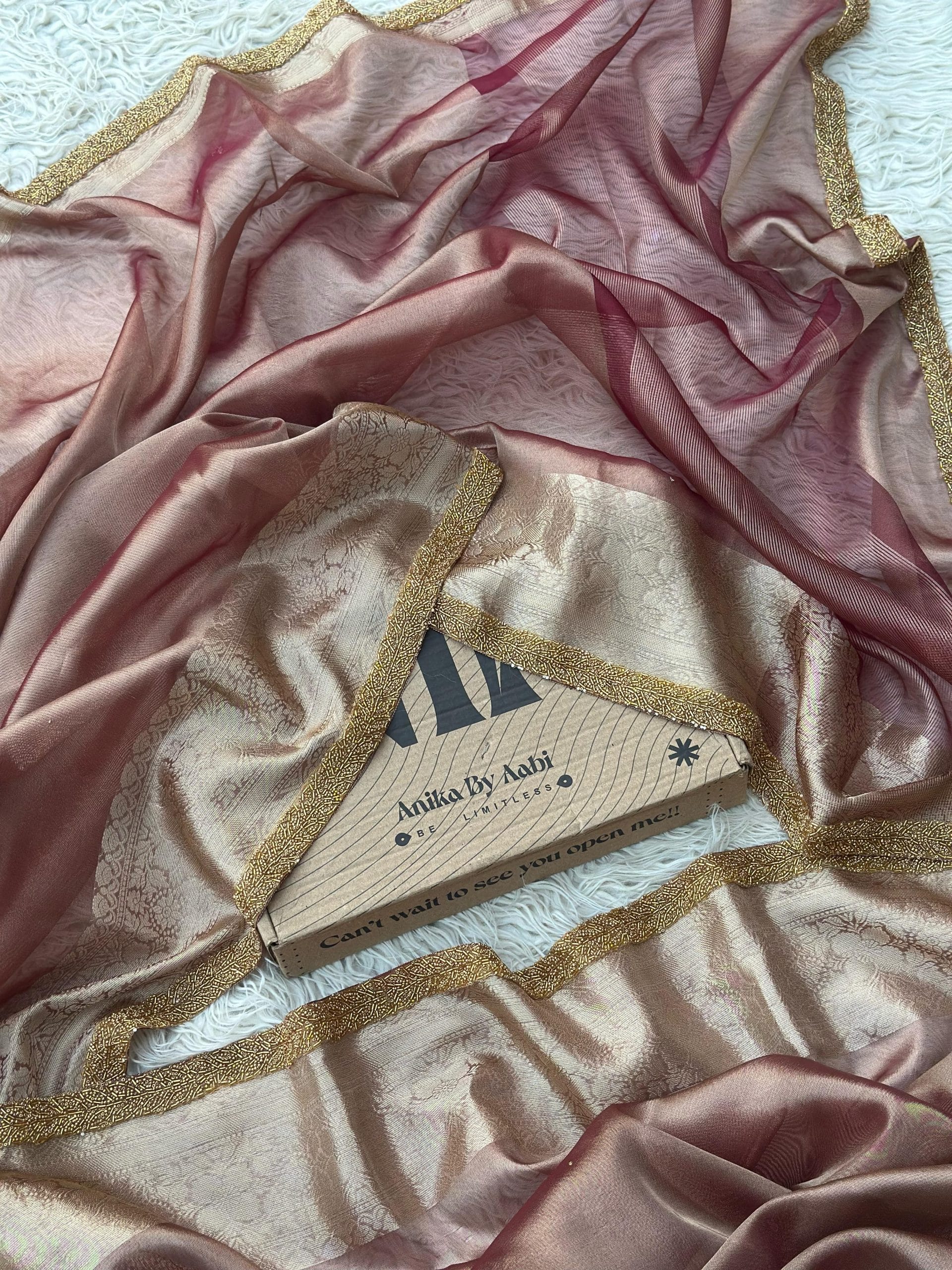 TISSUE BEATS-BRONZE BROWN SAREE