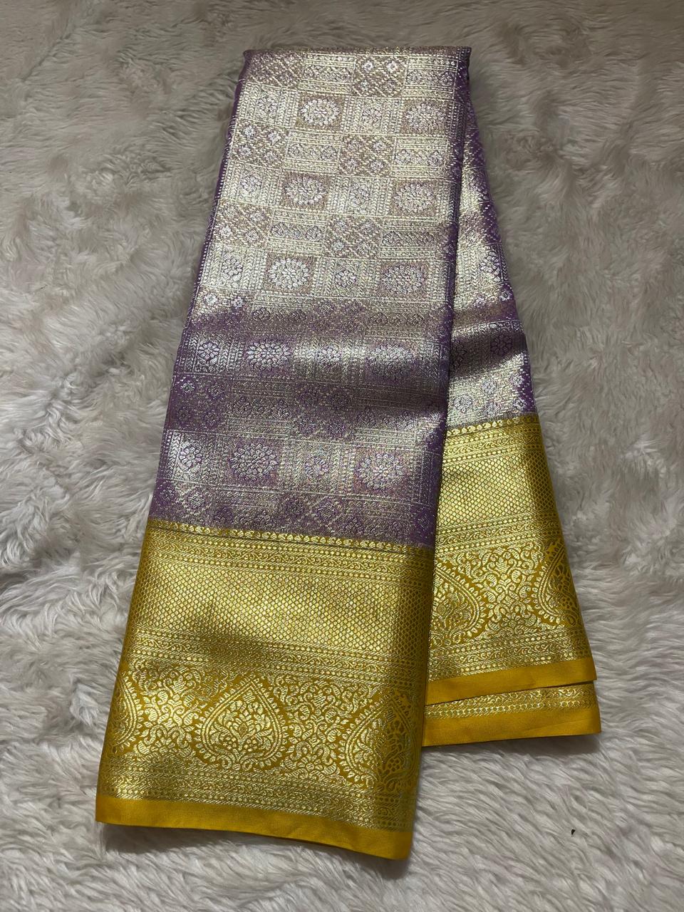 SWAYAMVARAM-LILAC WITH PASTE YELLOW BRIDAL EDIT SAREE