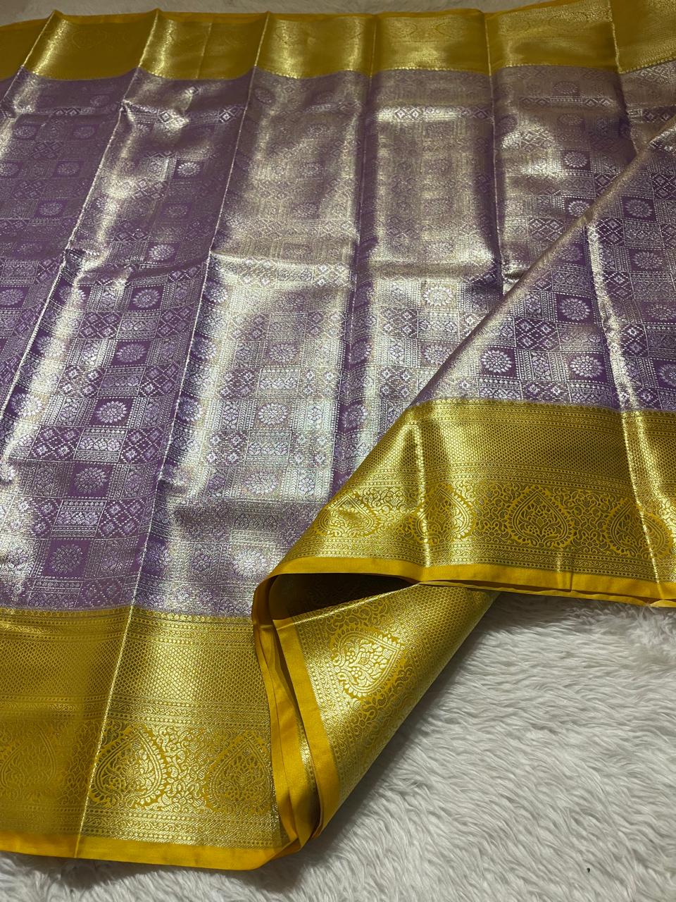 SWAYAMVARAM-LILAC WITH PASTE YELLOW BRIDAL EDIT SAREE