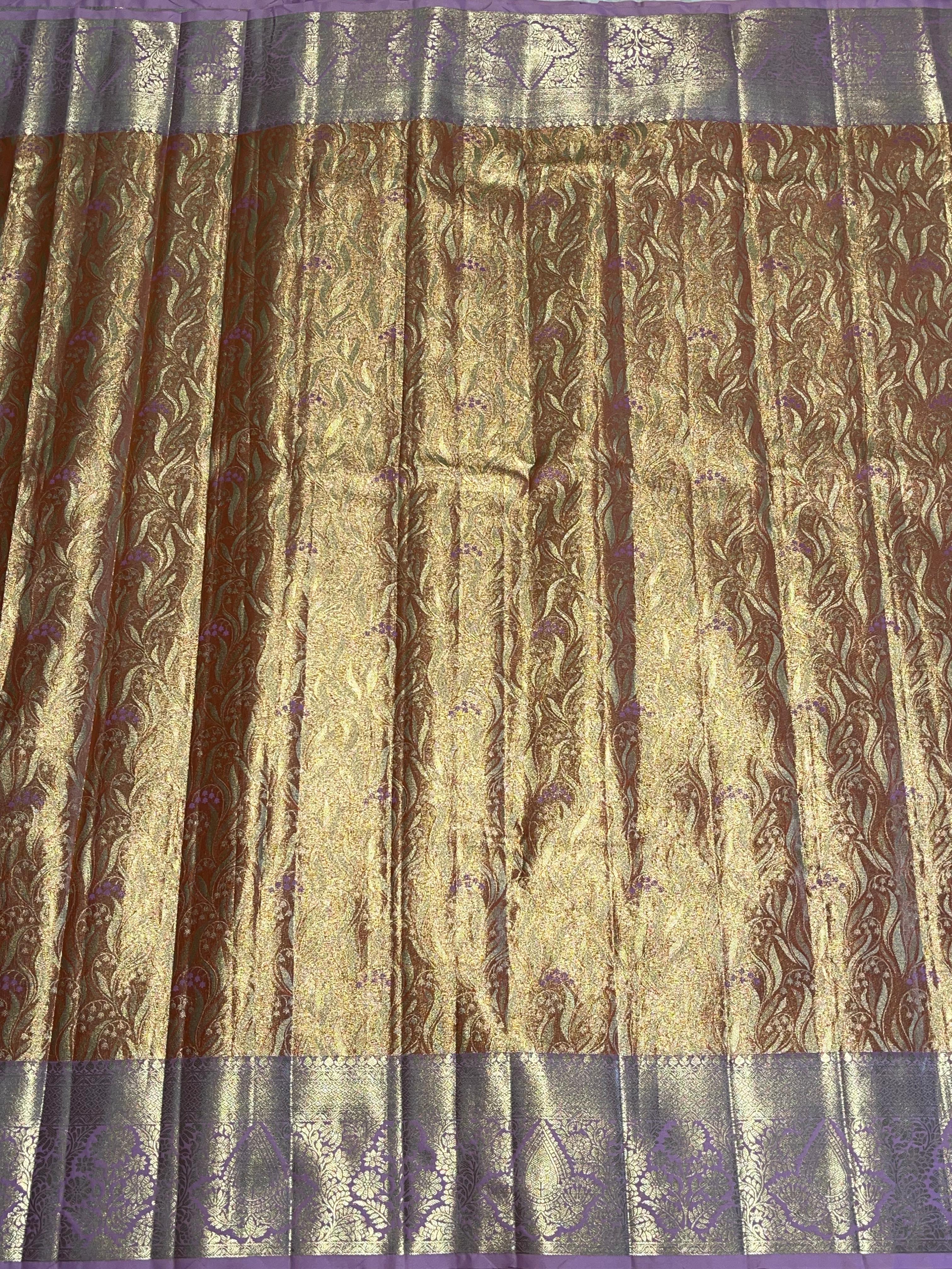 SWAYAMVARAM-ORANGISH PEACH WITH LILAC SAREE