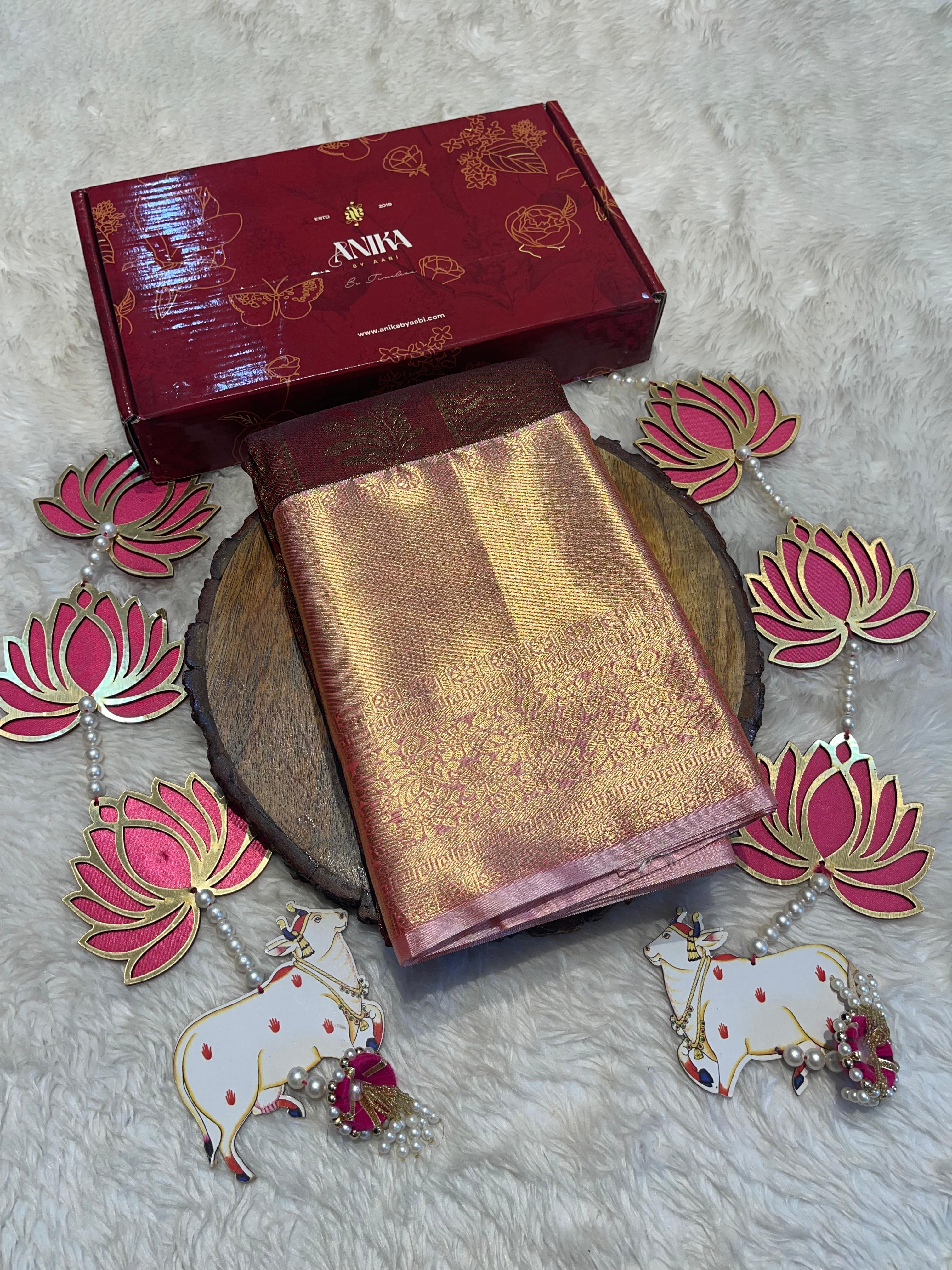 SWAYAMVARAM-DEEP MAROON WITH SHADE OF PINK LILAC DUAL TONE SILK SAREE