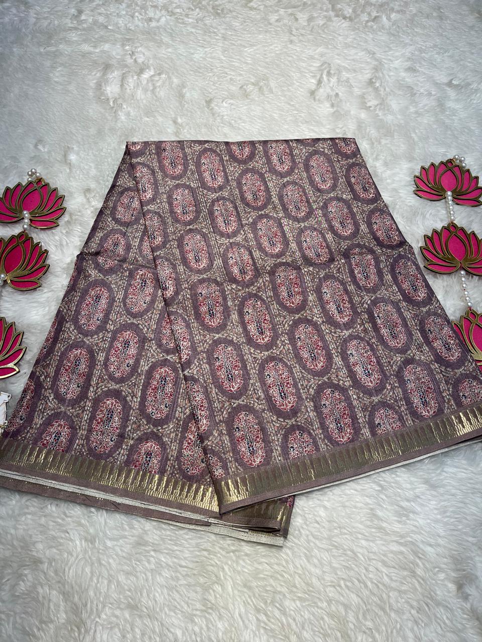 Anika's Semi tussar jute saree with pencil Border - Rathi 02