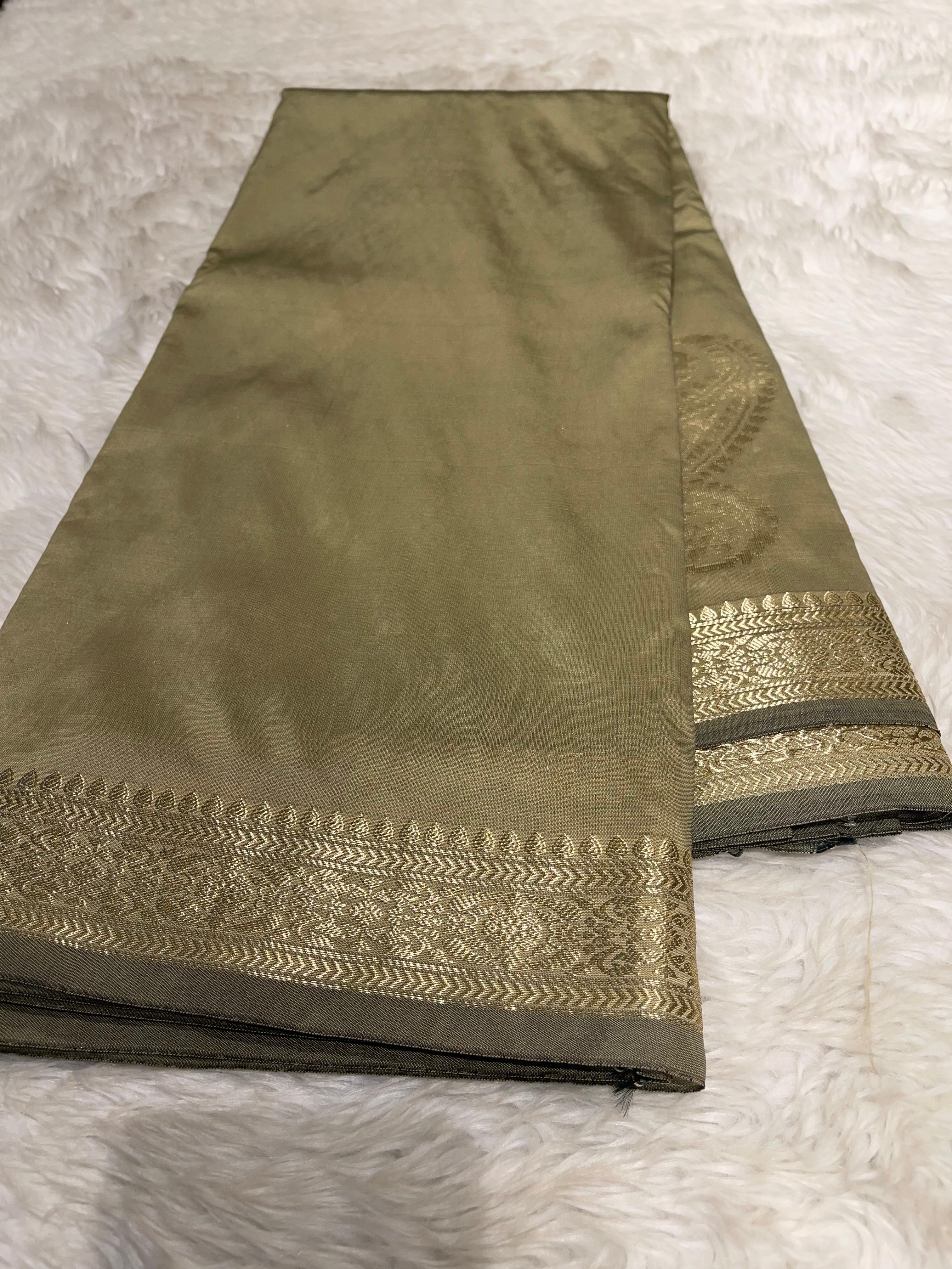 Anika's plain cotton silk Saree-light oldgrey