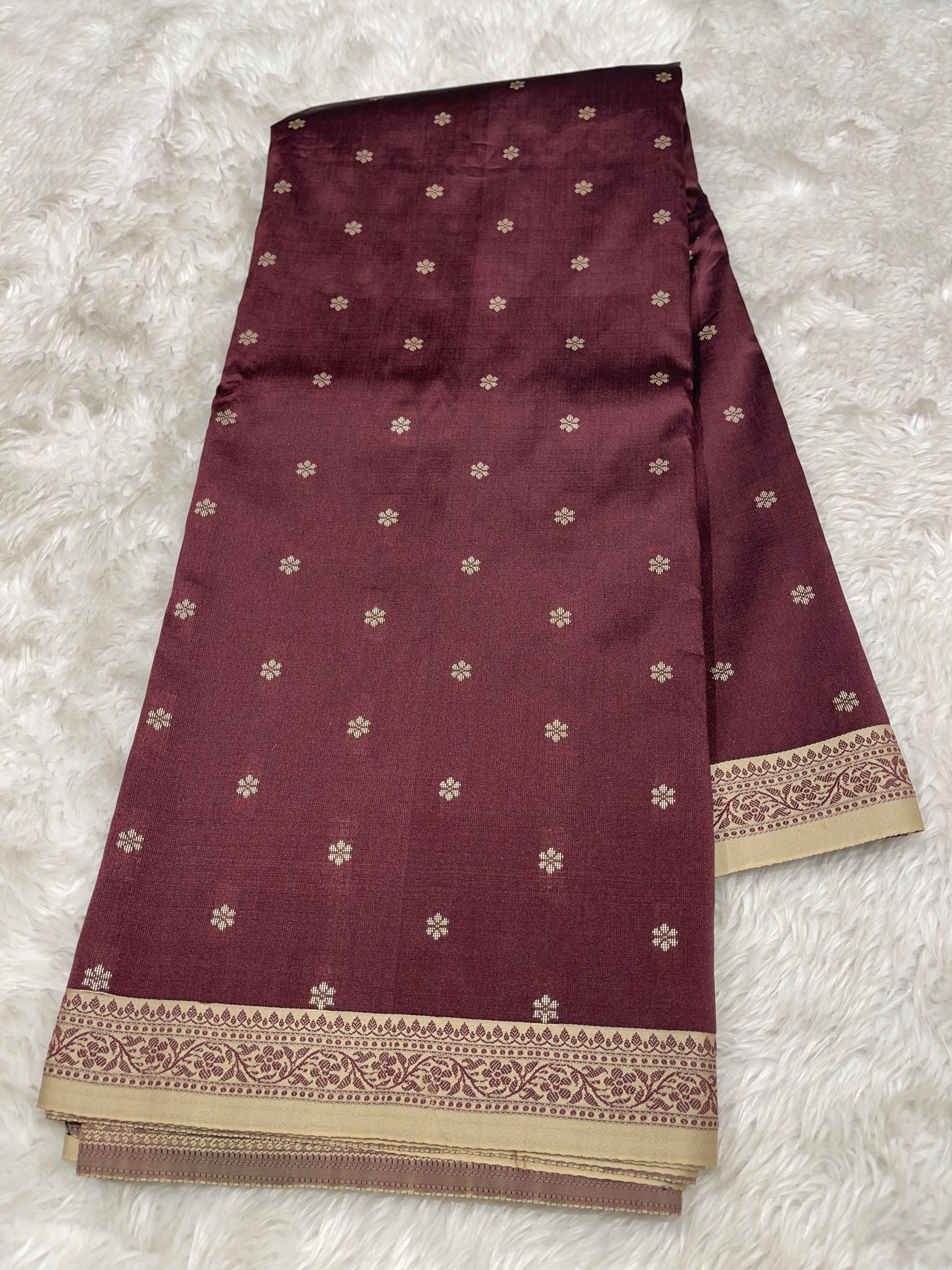 Anika's cotton silk Saree - Butta brown