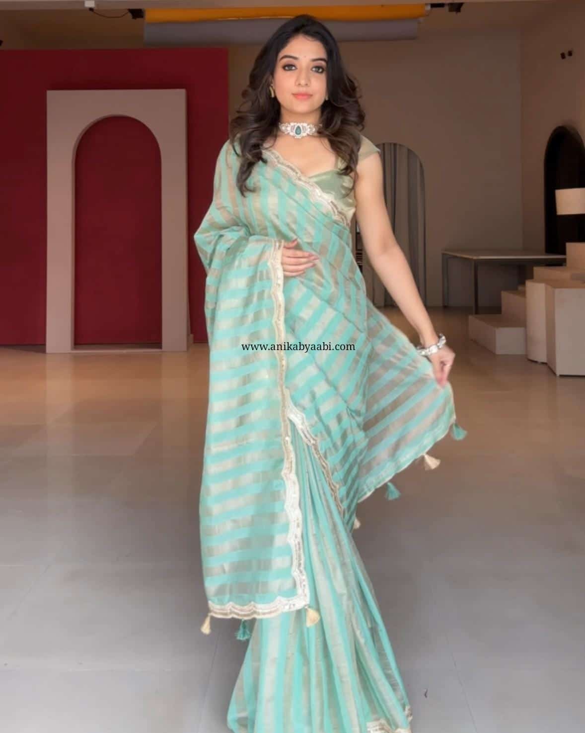 TRISH-REXONA GREEN SAREE