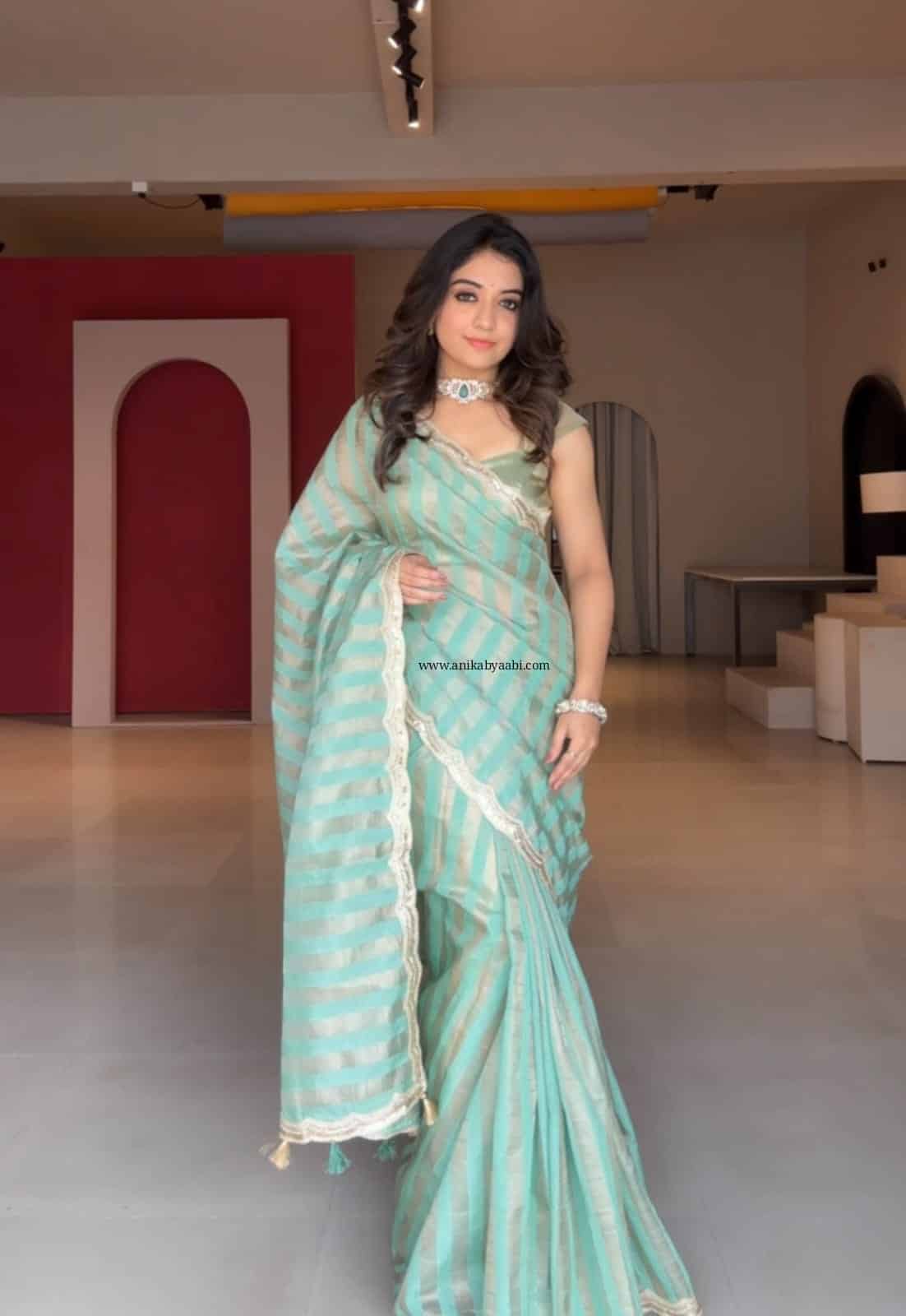 TRISH-REXONA GREEN SAREE