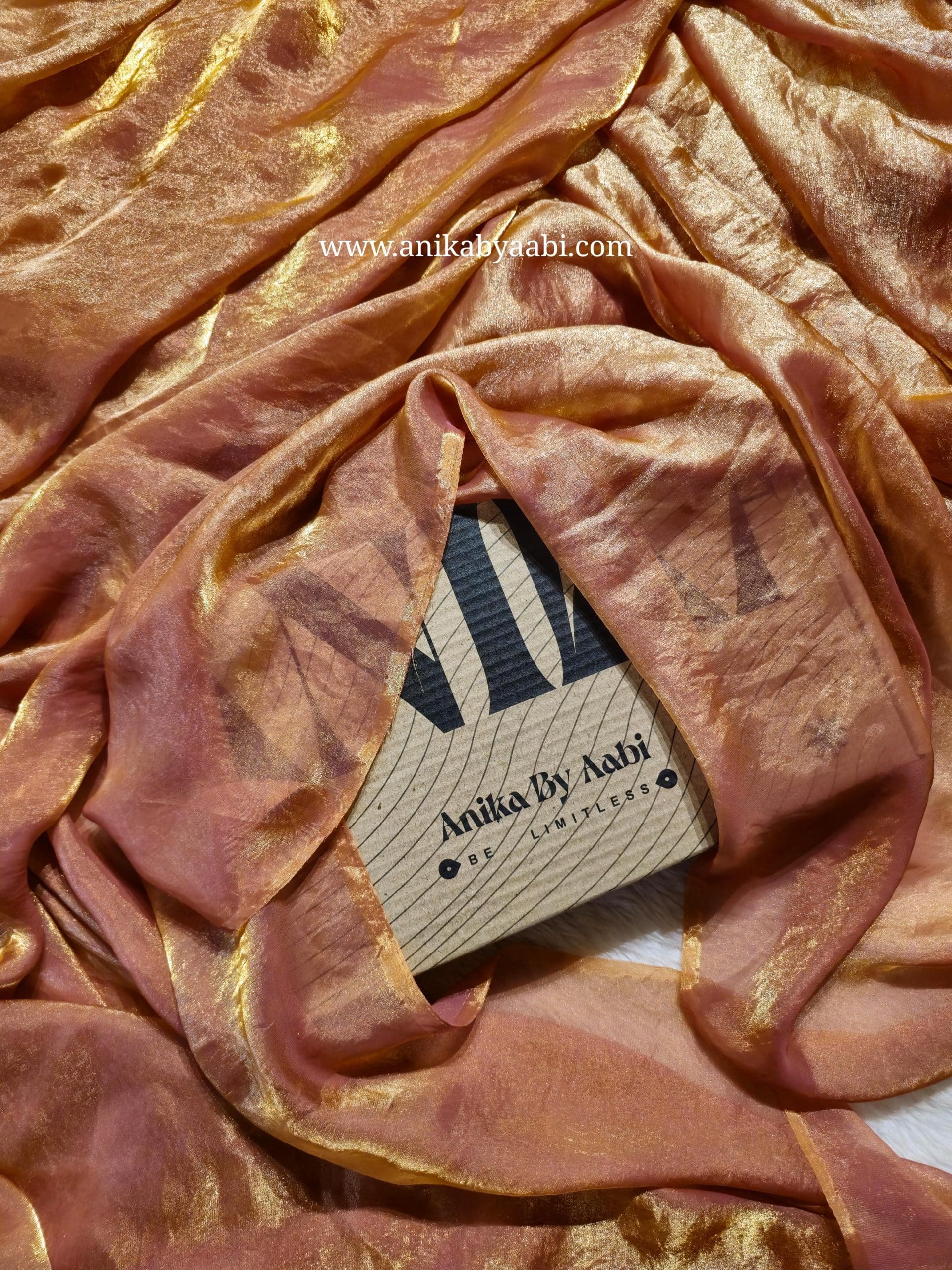 RASHMI - GLASS TISSUE ROSEGOLD SAREE