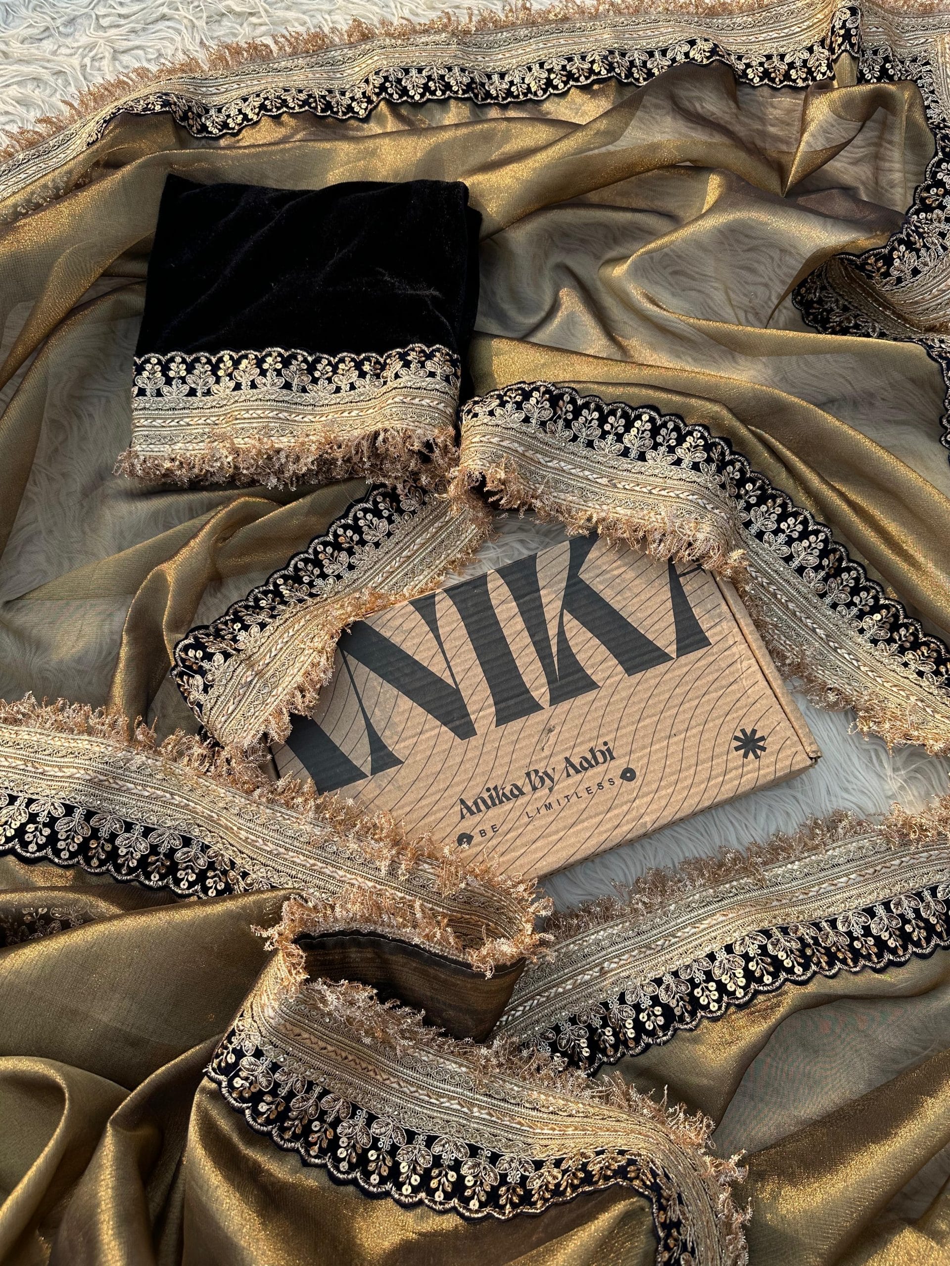 TISSUE LUXE-DP GOLD SAREE