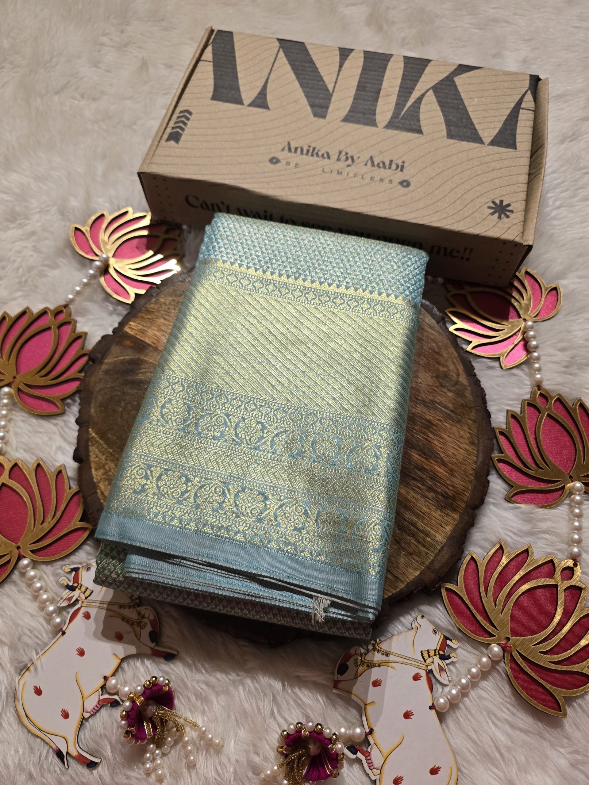 SWAYAMVARAM-PASTEL TEAL BROCADE EDIT SAREE