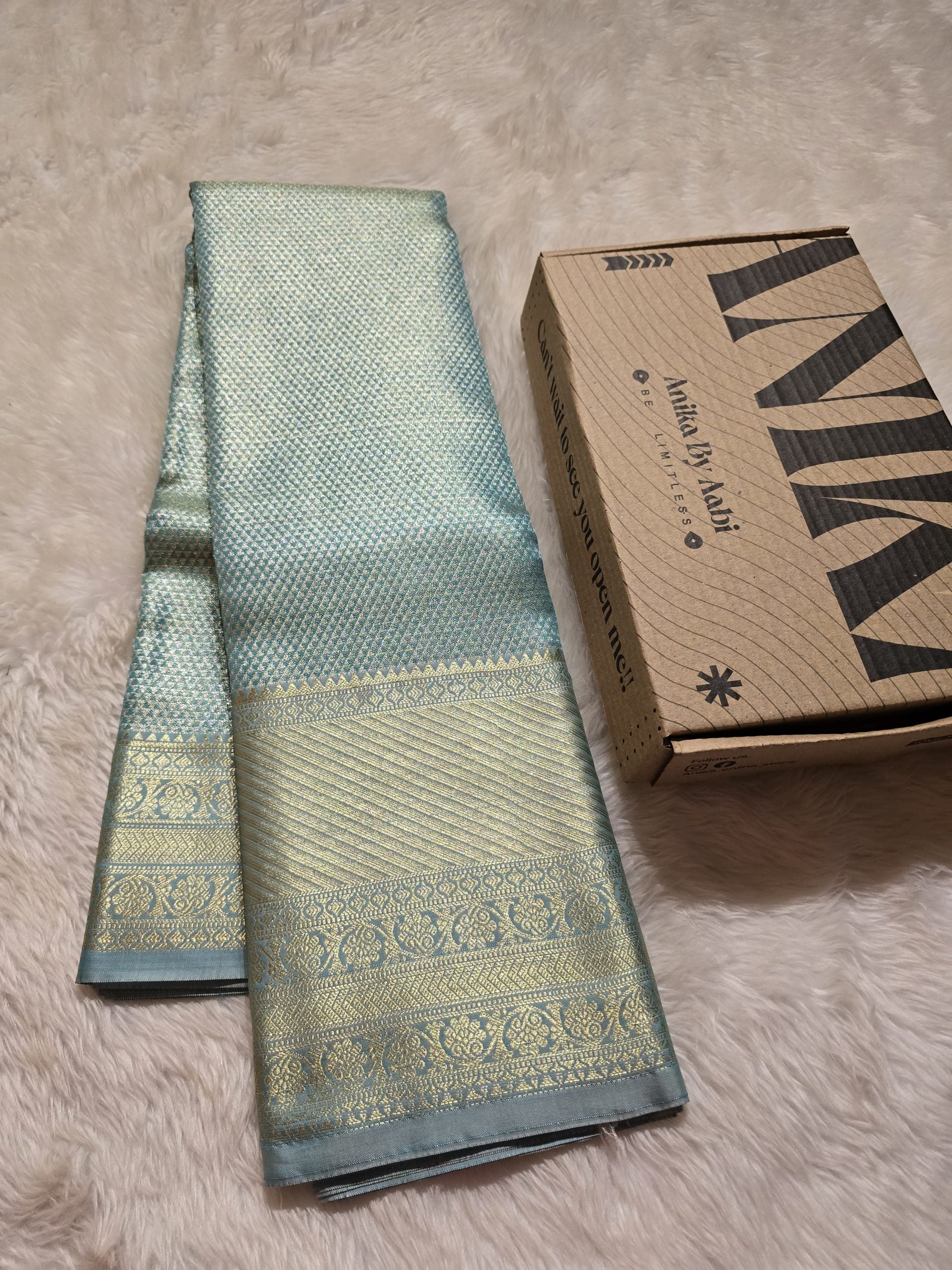 SWAYAMVARAM-PASTEL TEAL BROCADE EDIT SAREE