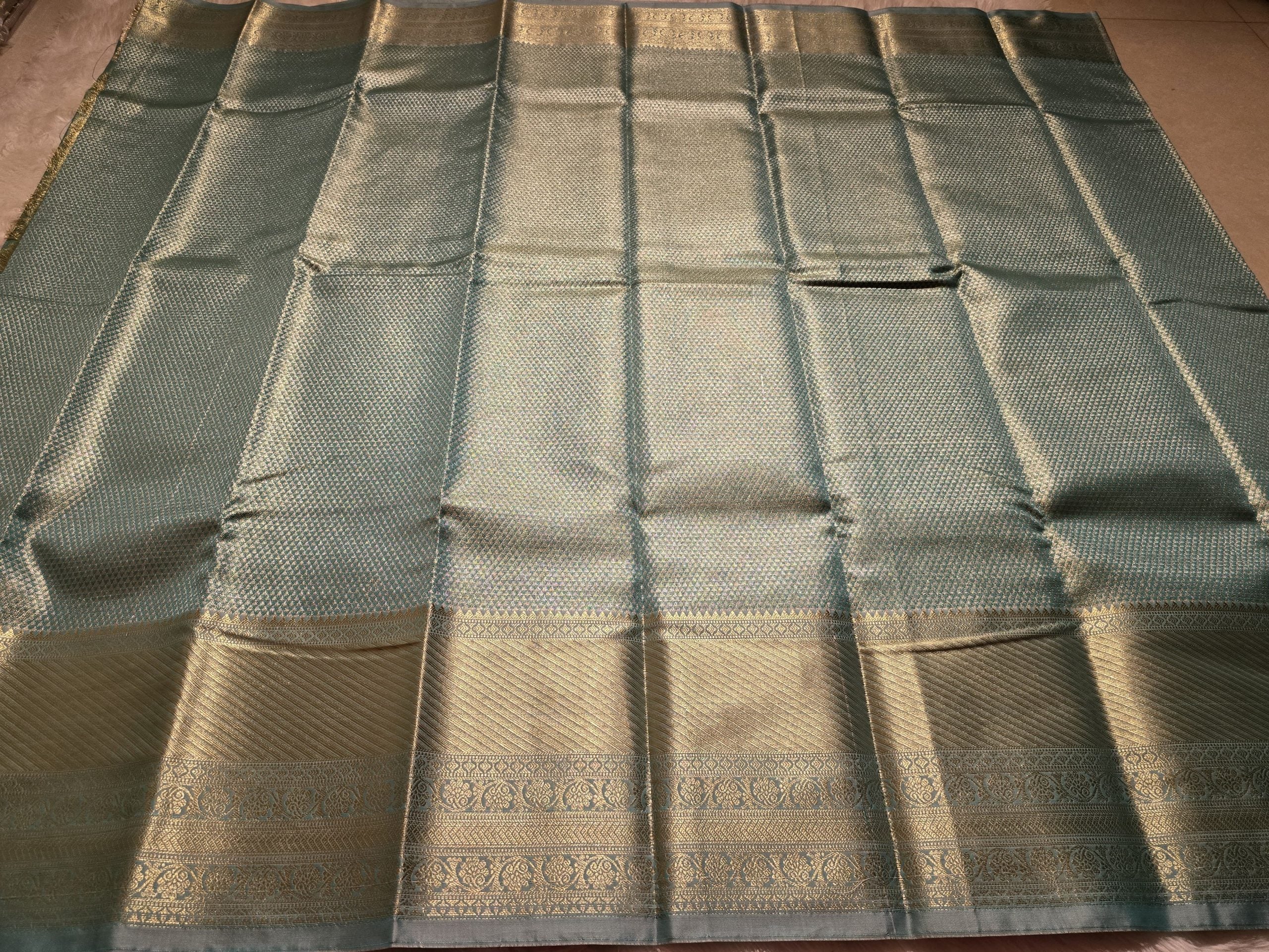 SWAYAMVARAM-PASTEL TEAL BROCADE EDIT SAREE
