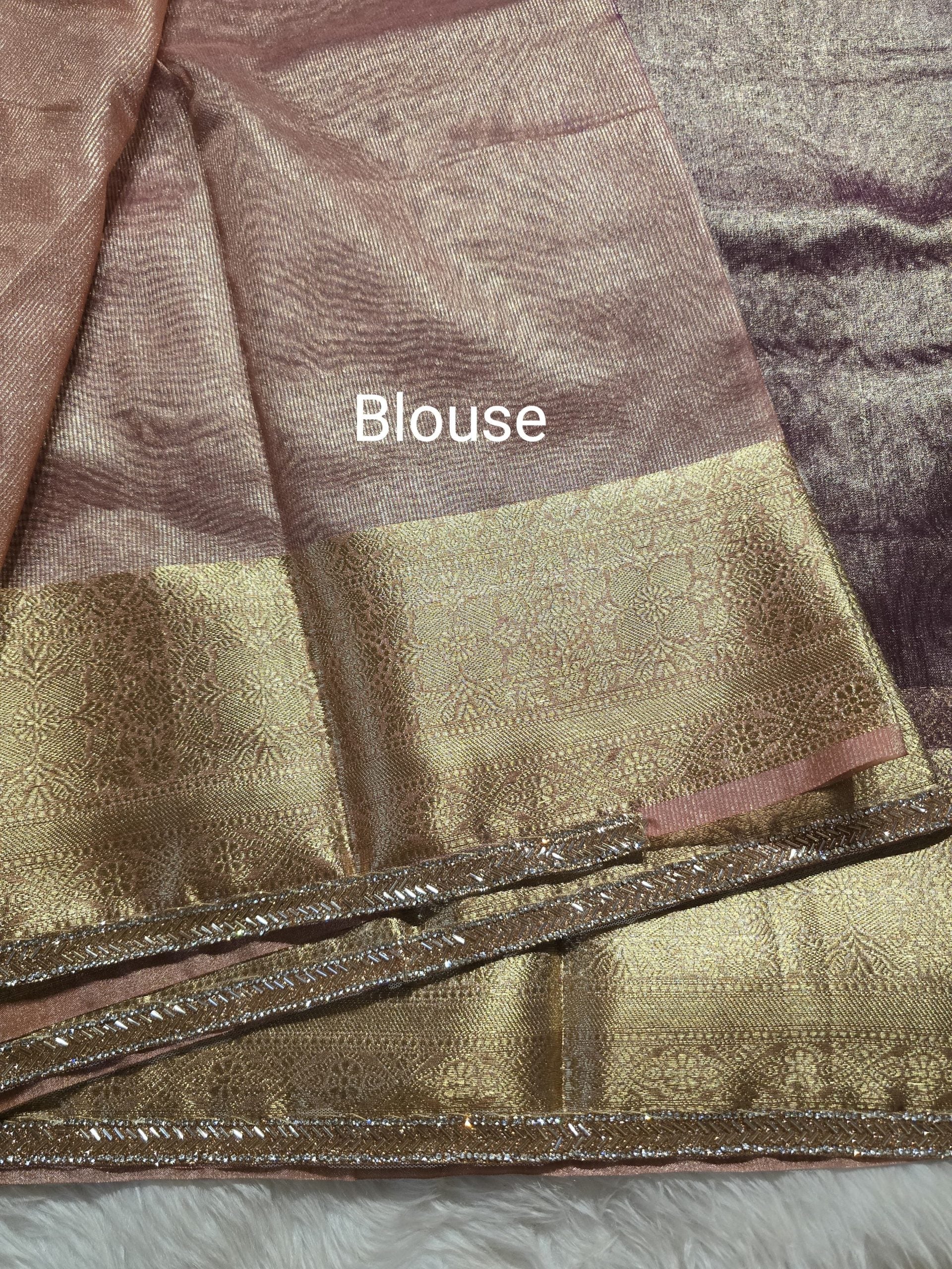 TISSUE LACE-PURPLE PEACH DUAL TONE SAREE