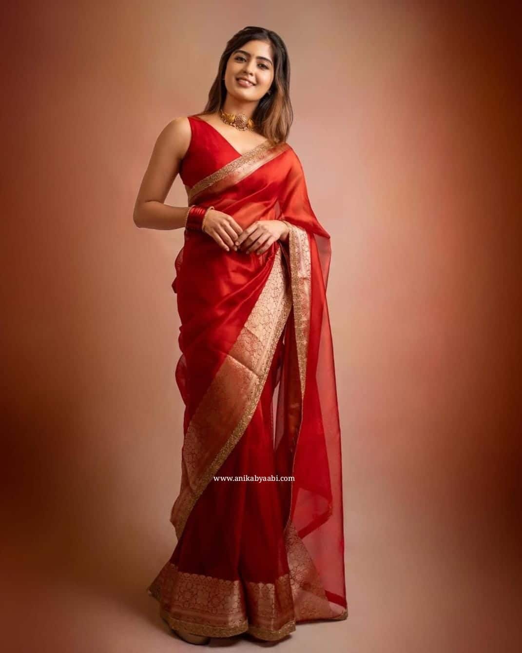 TISSUE BEATS-RED SAREE