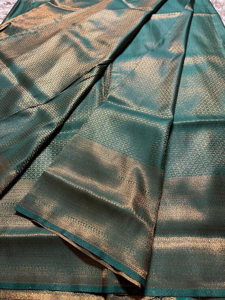 ROYAL AFFAIR- BOTTLE GREEN BANARASI BROCADE SILK SAREE