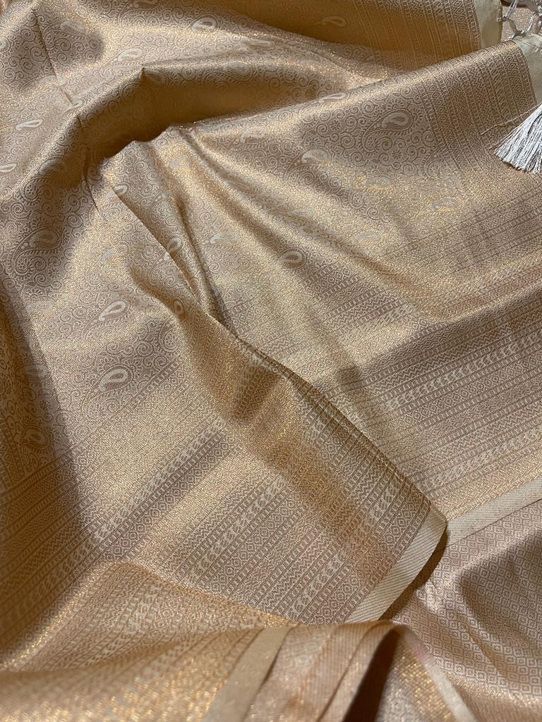 ROYAL AFFAIR- HALF WHITE BANARASI BROCADE SILK SAREE