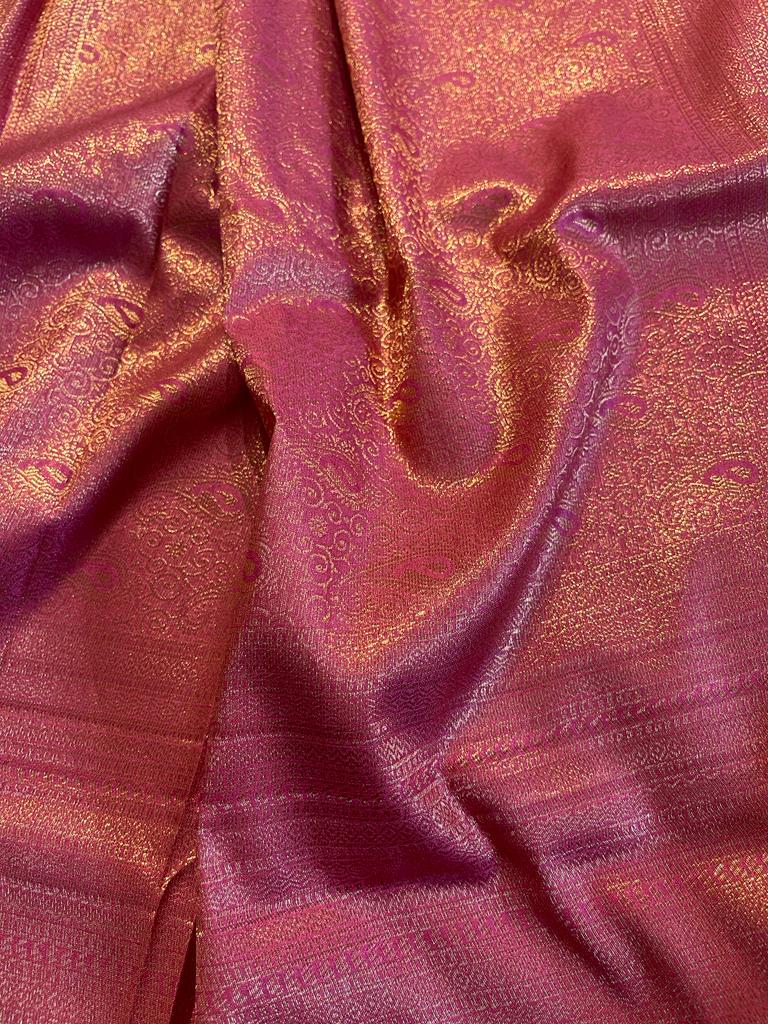 ROYAL AFFAIR - DARK PEACH BANARASI BROCADE SILK SAREE