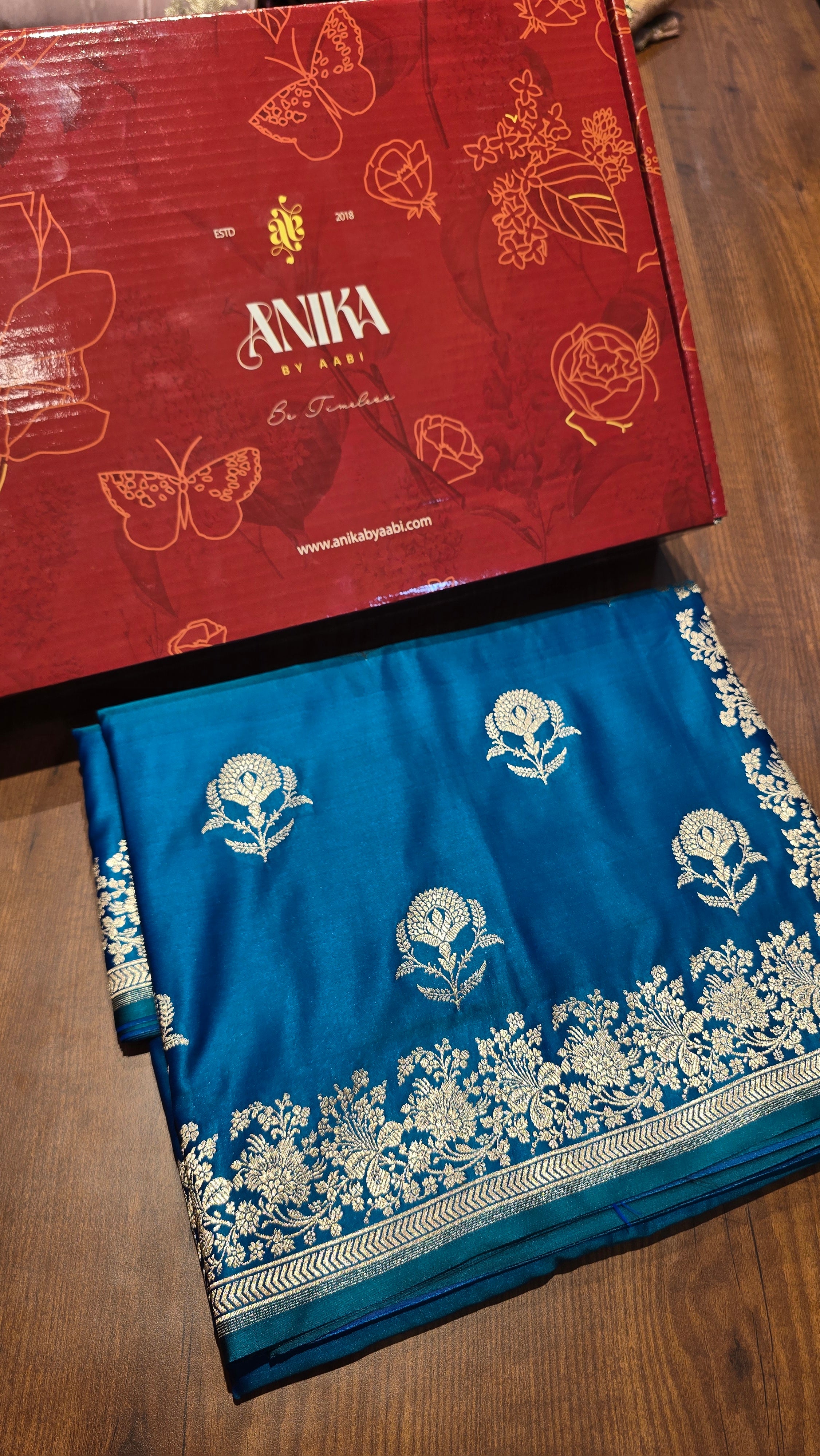 MASHRU PEACOCK BLUE SAREE