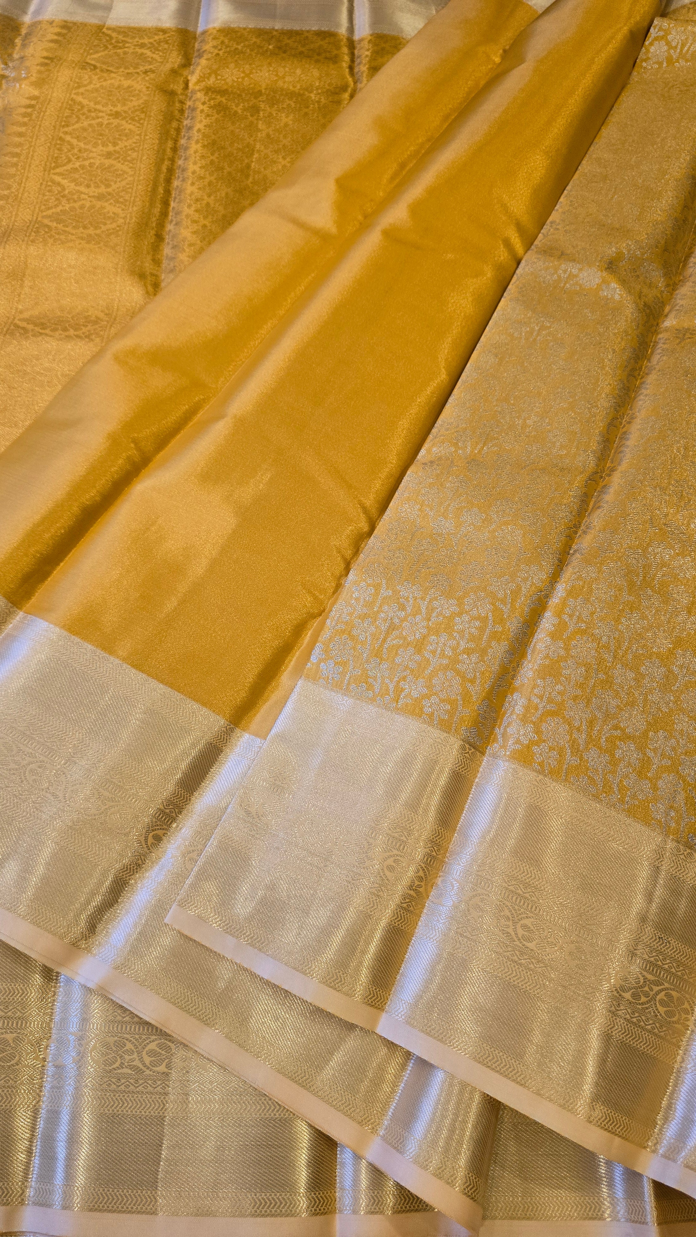 SWAYAMVARAM- BRIDAL YELLOW GOLD FLORAL BUTTA SILK SAREE