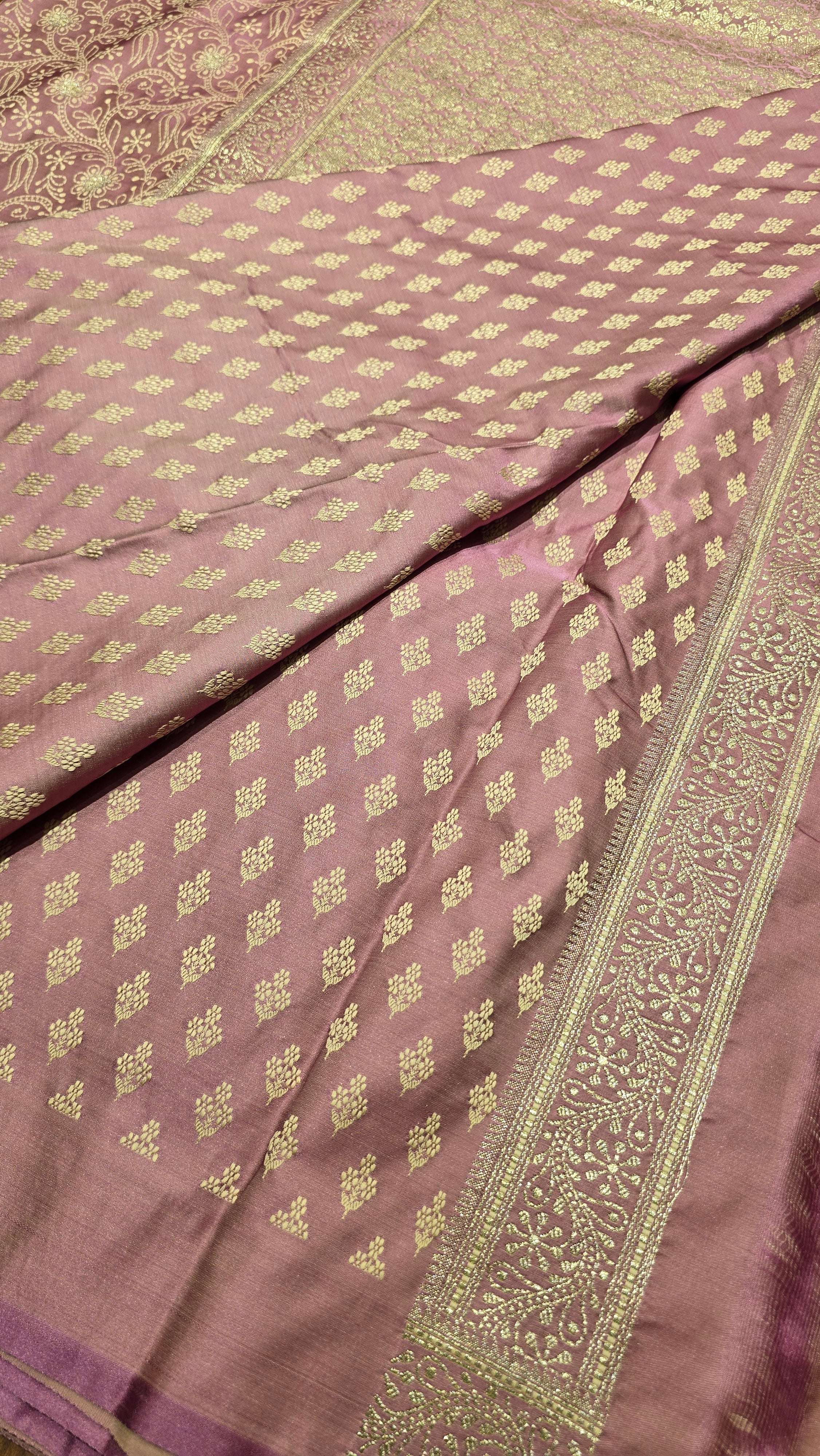 Anika's Vintage Banarasi silk -Pastel baby pink