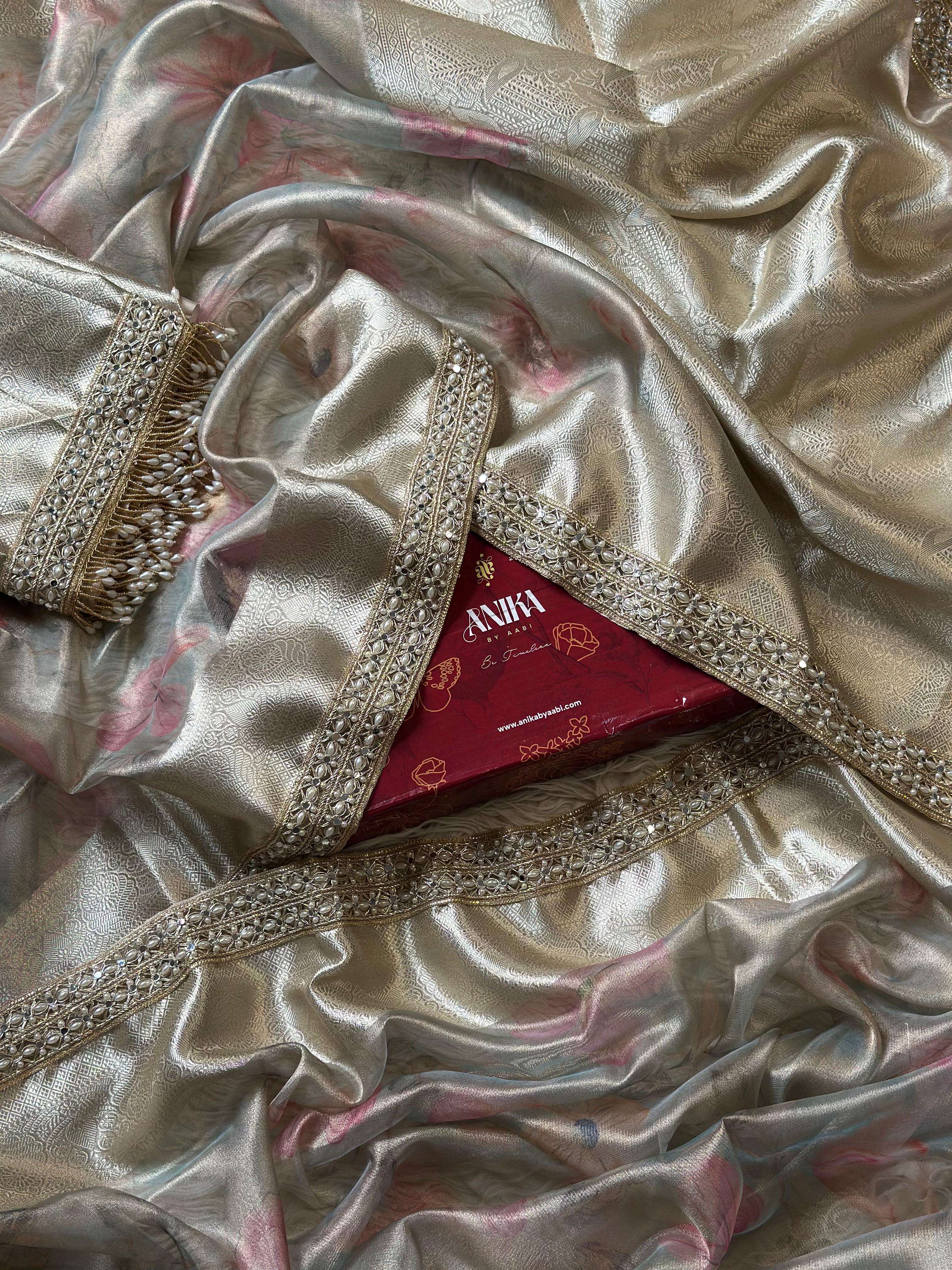 TISSUE LUXE FLORAL - FESTIVE EDIT -PASTEL BLUE DUAL TONE