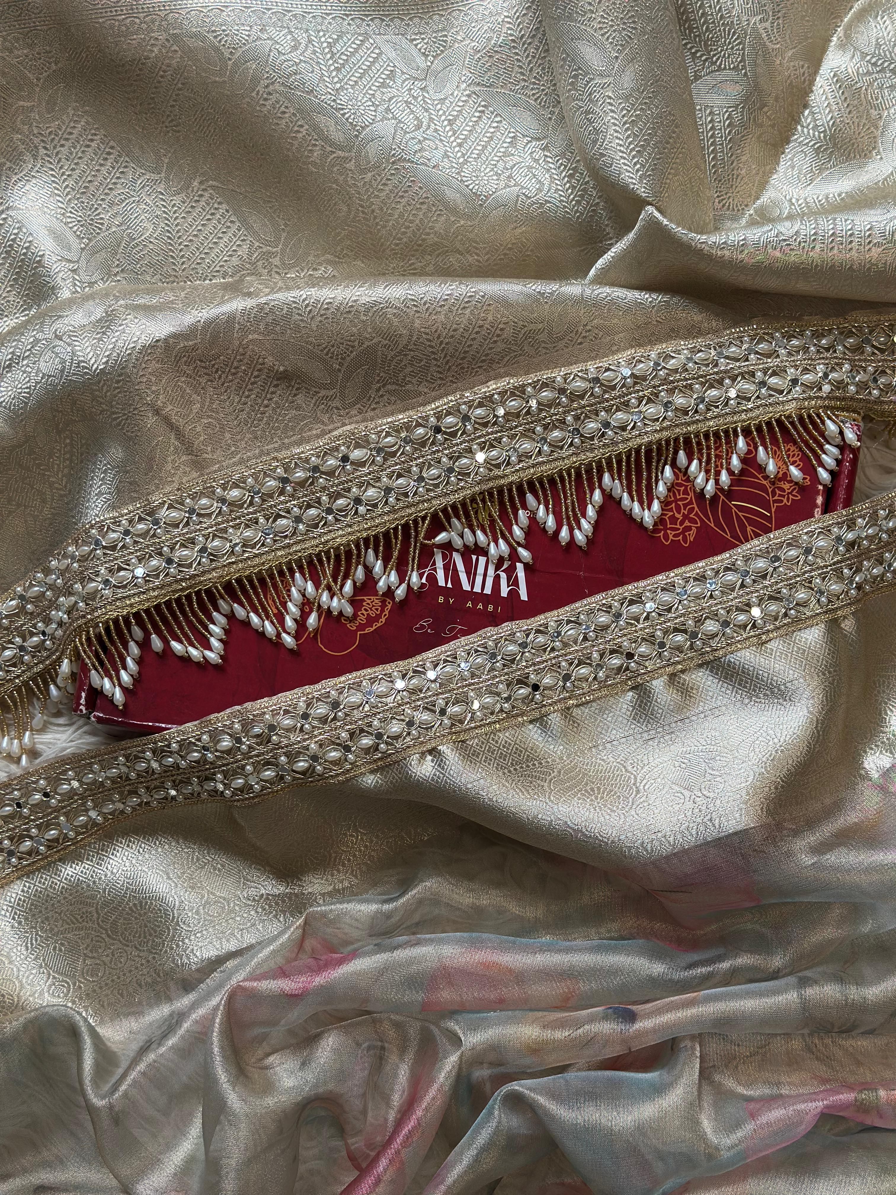 TISSUE LUXE FLORAL - FESTIVE EDIT -PASTEL BLUE DUAL TONE