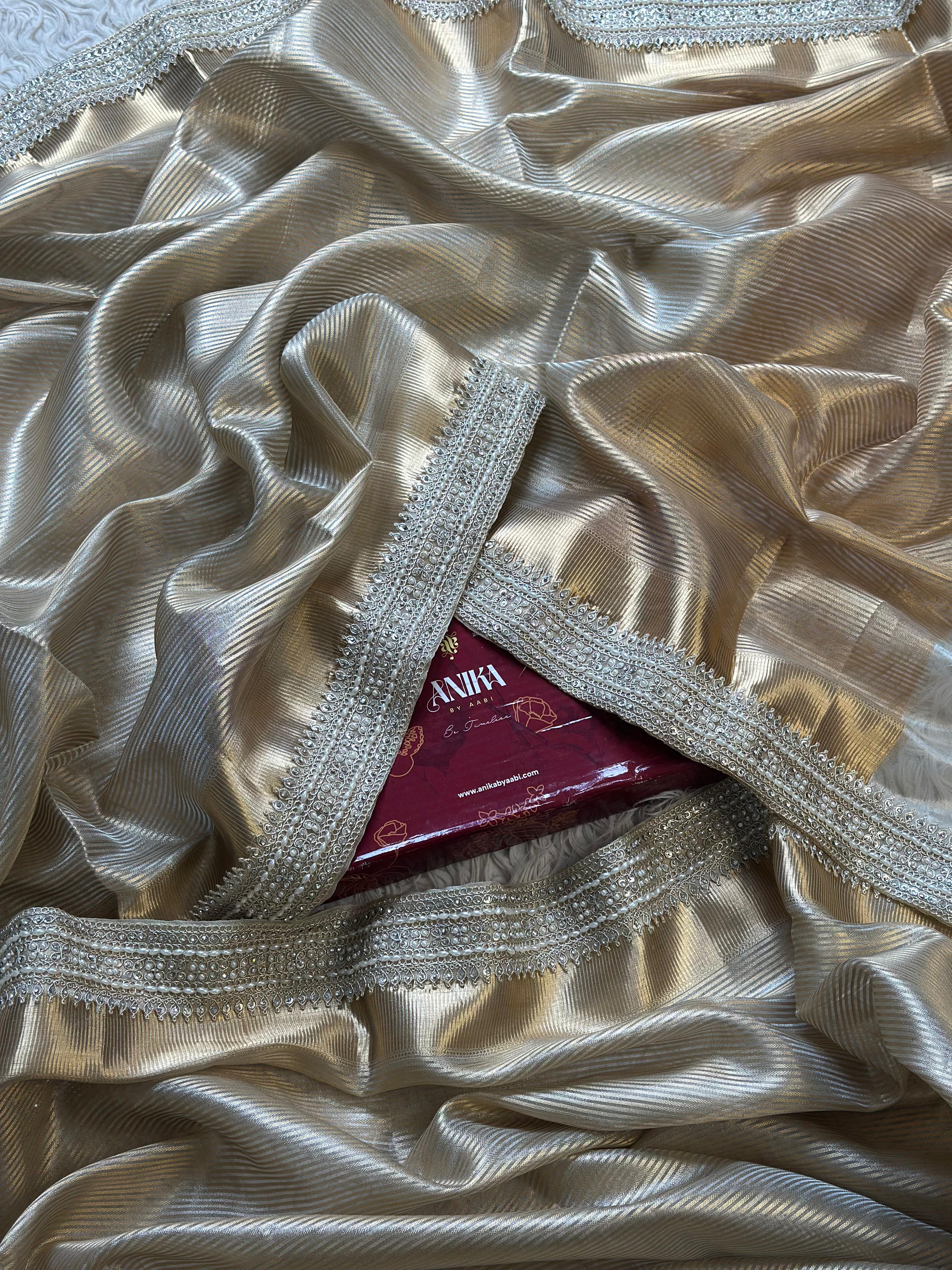 SONAKSHI - TISSUE LUXE - Banarasi silk saree in CHAMPAGNE GOLD - EXCLUSIVE EDIT