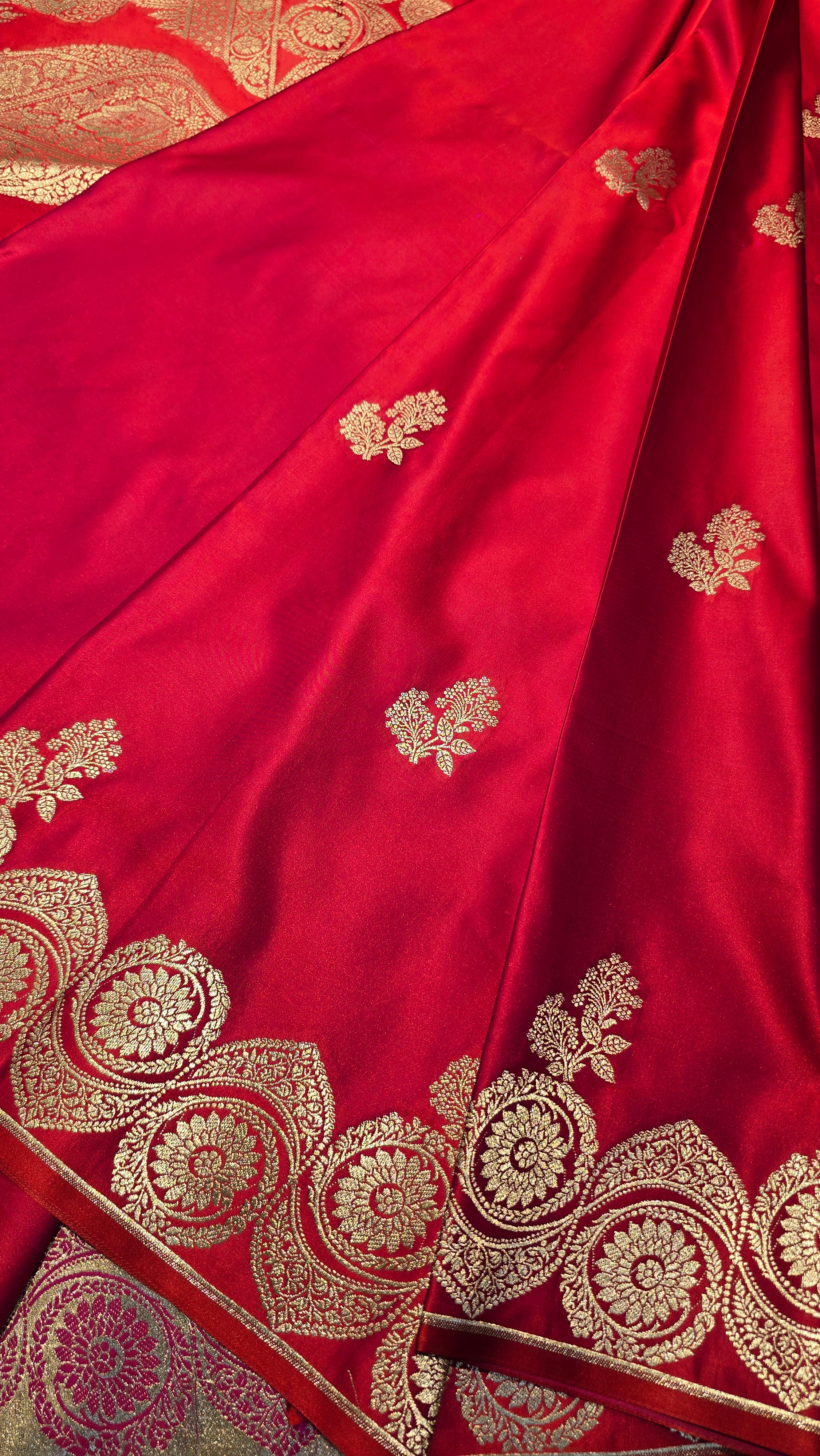 MASHRU REDDISH RANIPINK SAREE
