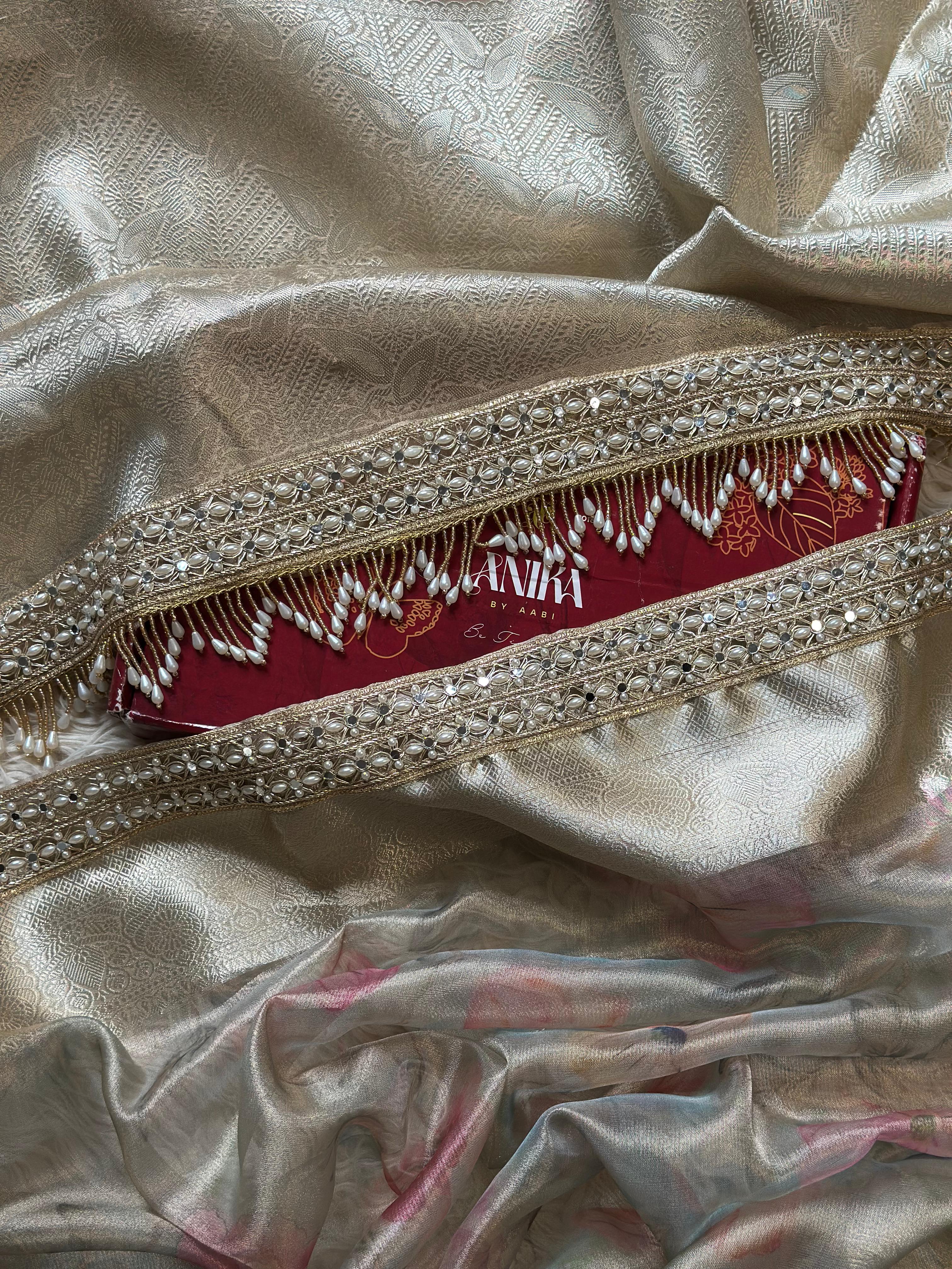 TISSUE LUXE FLORAL - FESTIVE EDIT -PASTEL BLUE DUAL TONE