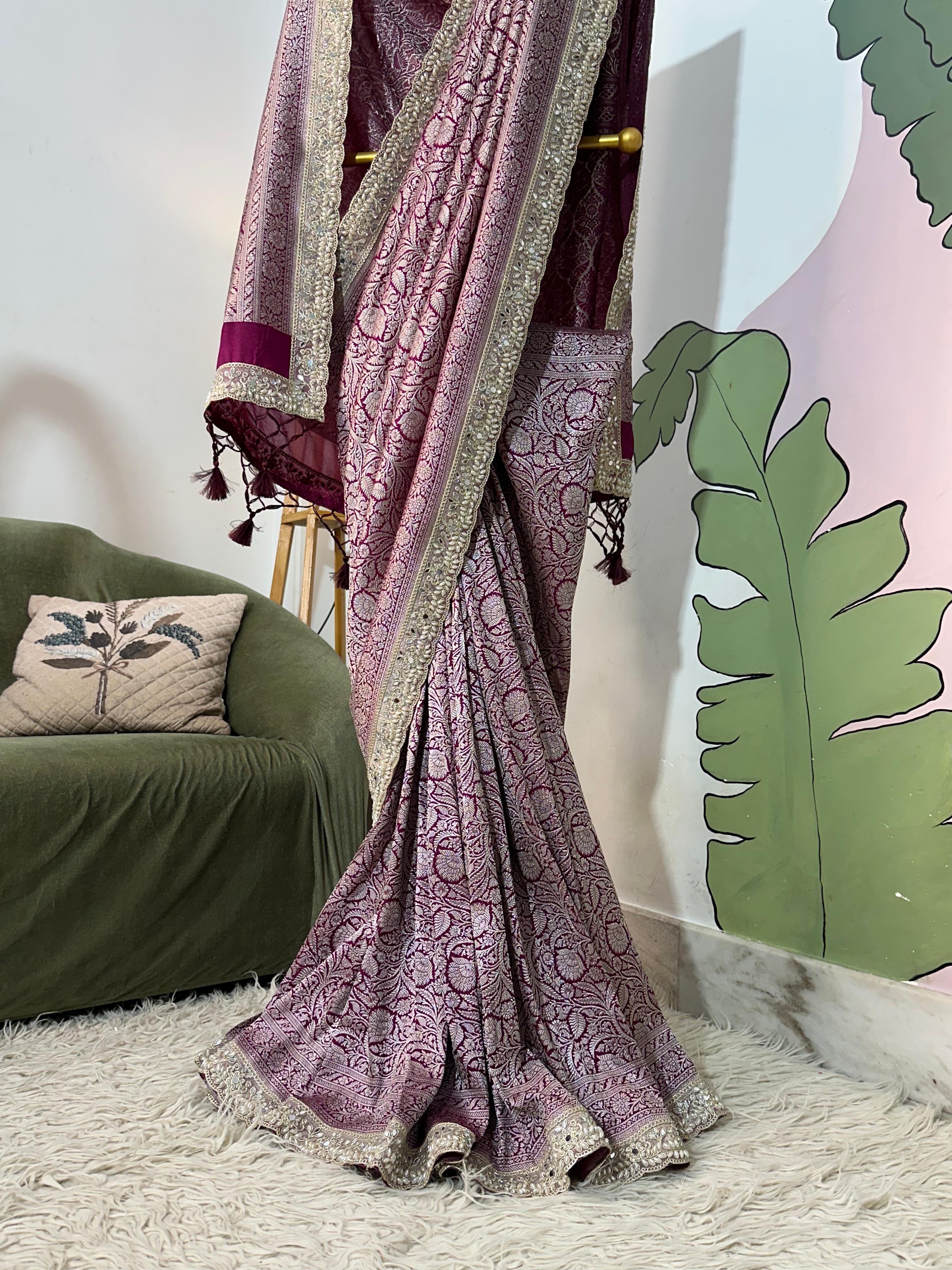 MATHURI - BANARASI MUSHRO SILK SAREE - MAGENTA