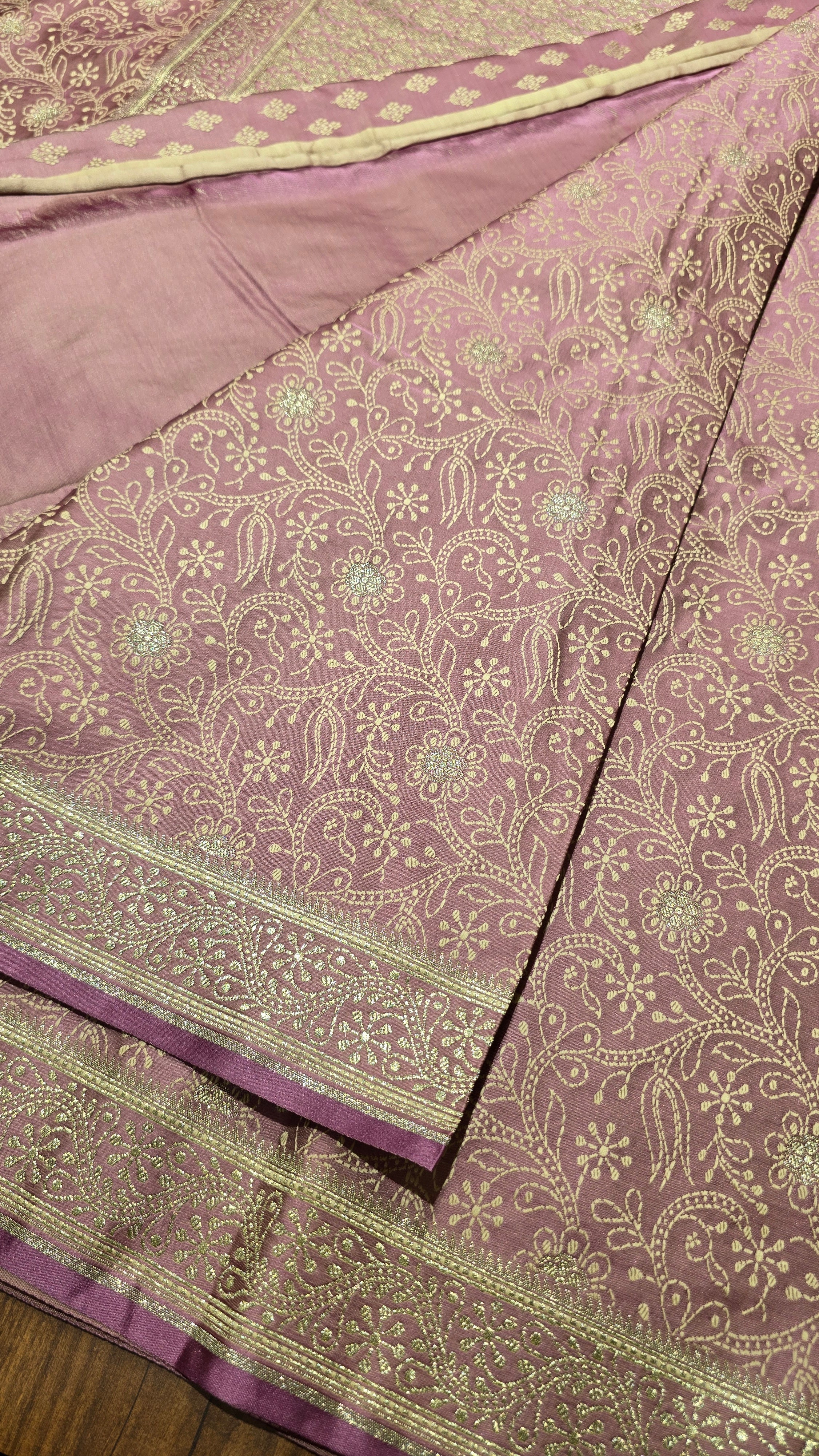 Anika's Vintage Banarasi silk -Pastel baby pink