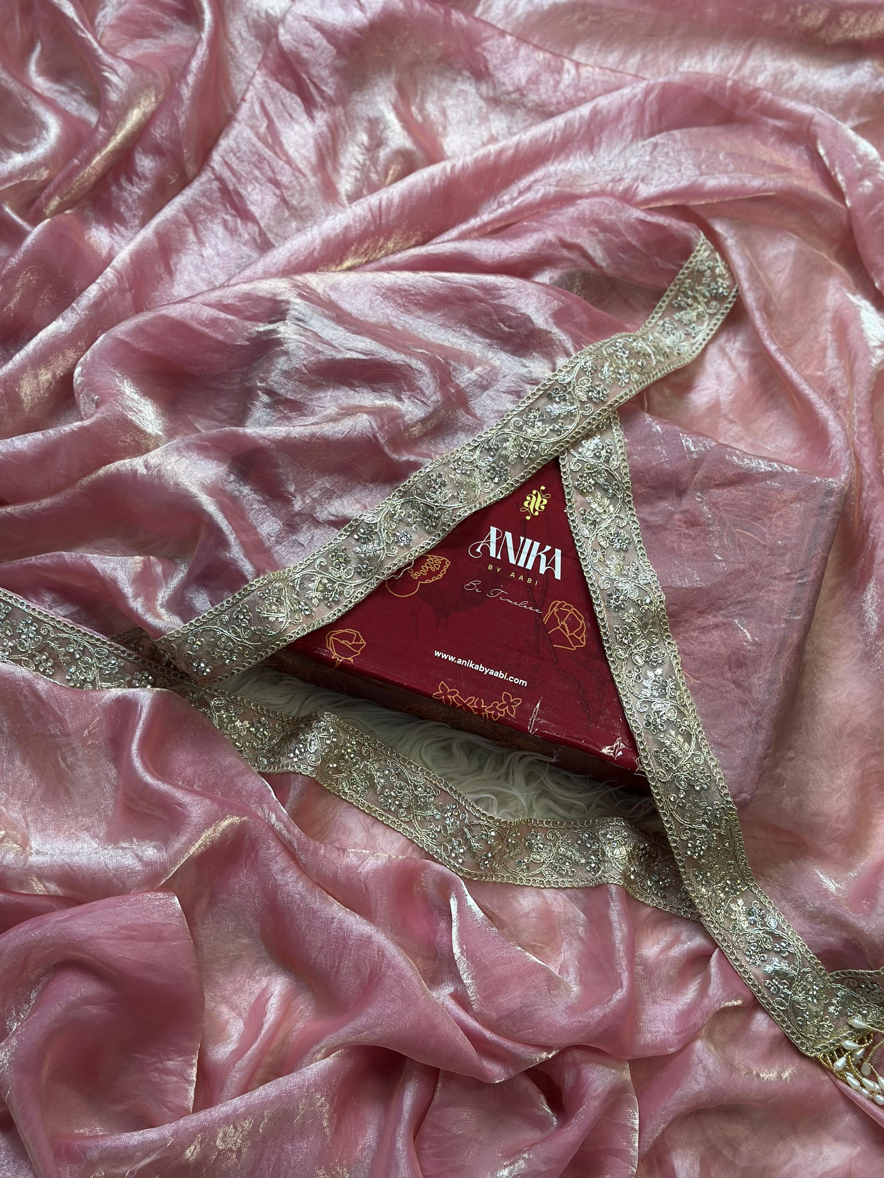 CHAKRA - GLASS TISSUE SILK SAREE | BABY PINK