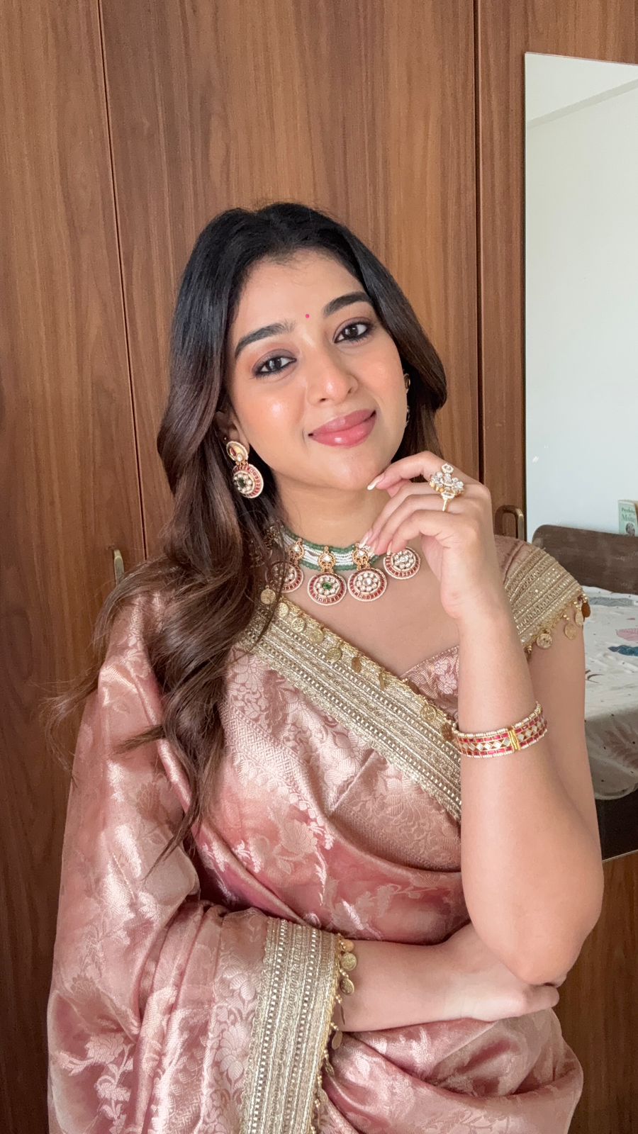 TISSUE LUXE-FLORA ONION PINK SAREE