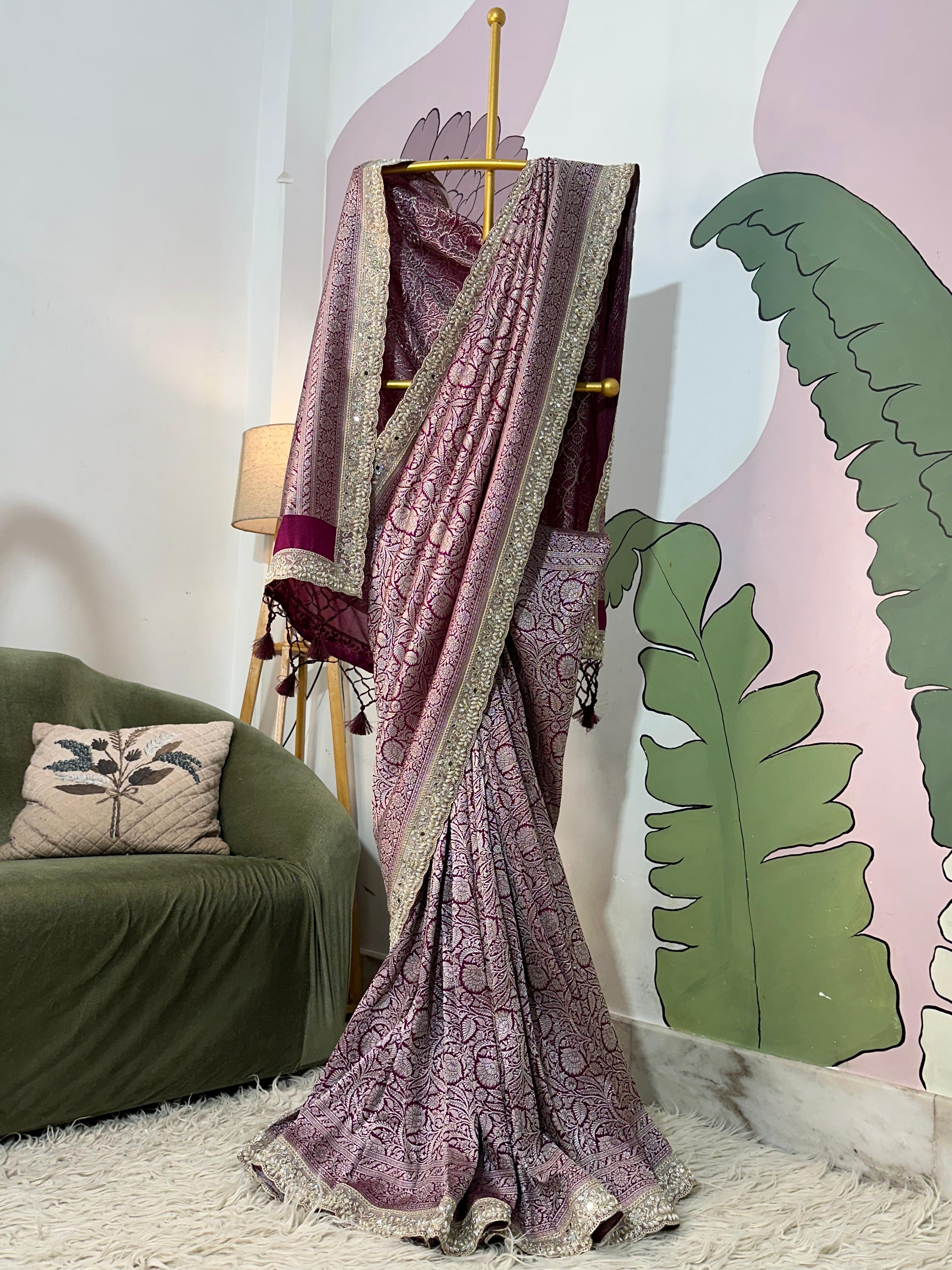 MATHURI - BANARASI MUSHRO SILK SAREE - MAGENTA