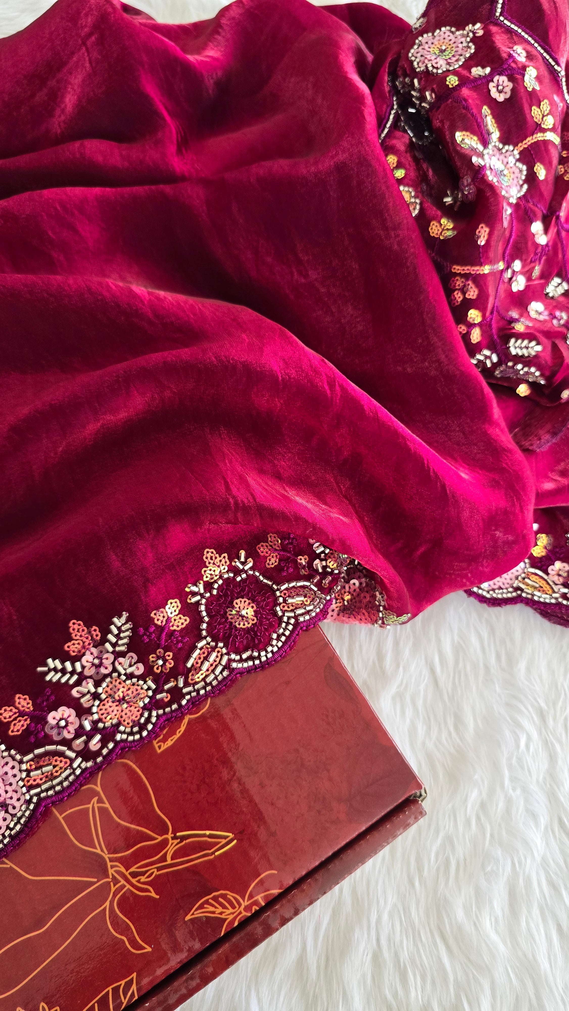 RADHIYA-DARK MAGENTA SAREE