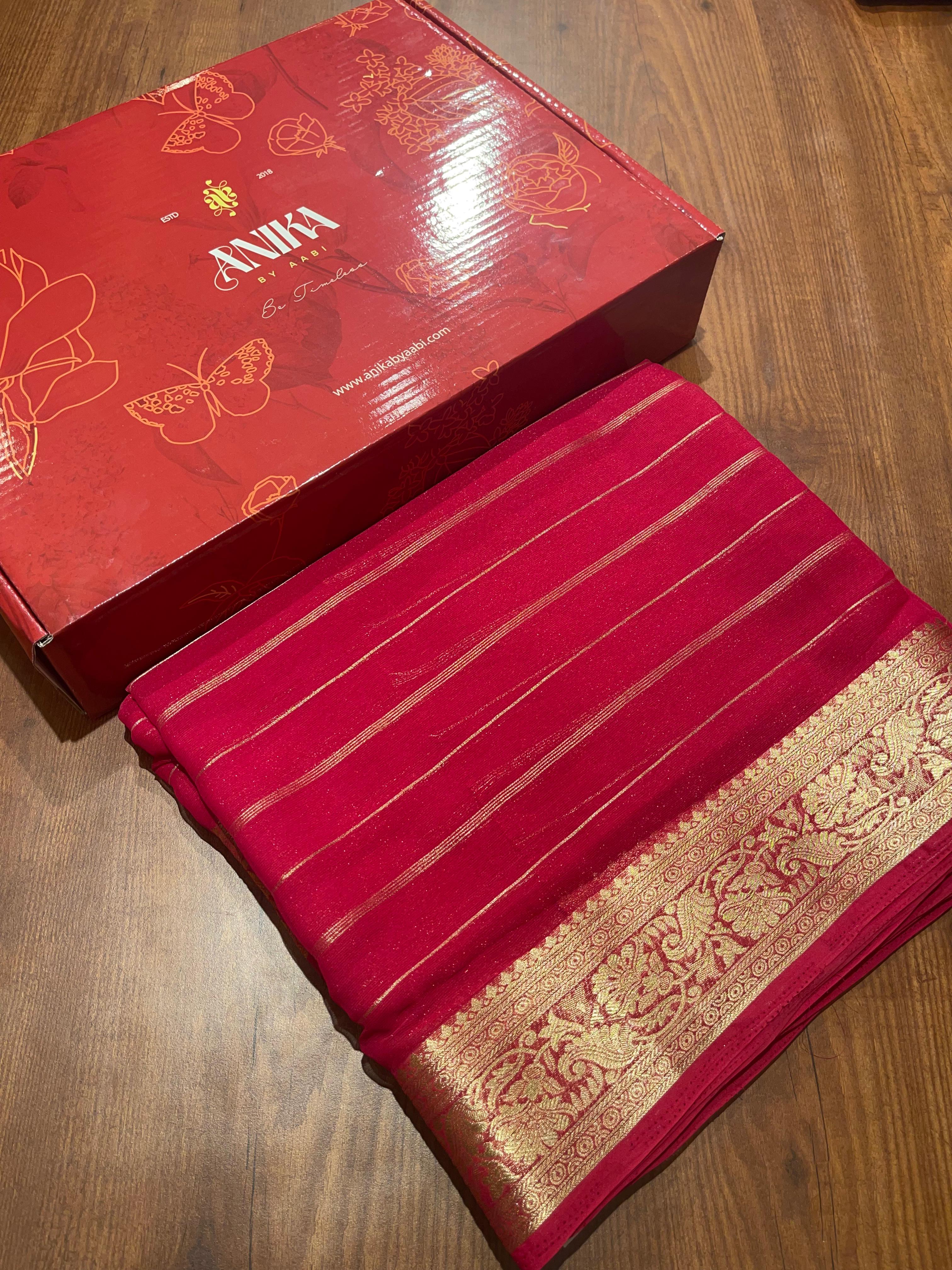 Anika's banarasi Chiffon silk saree - Ranipink