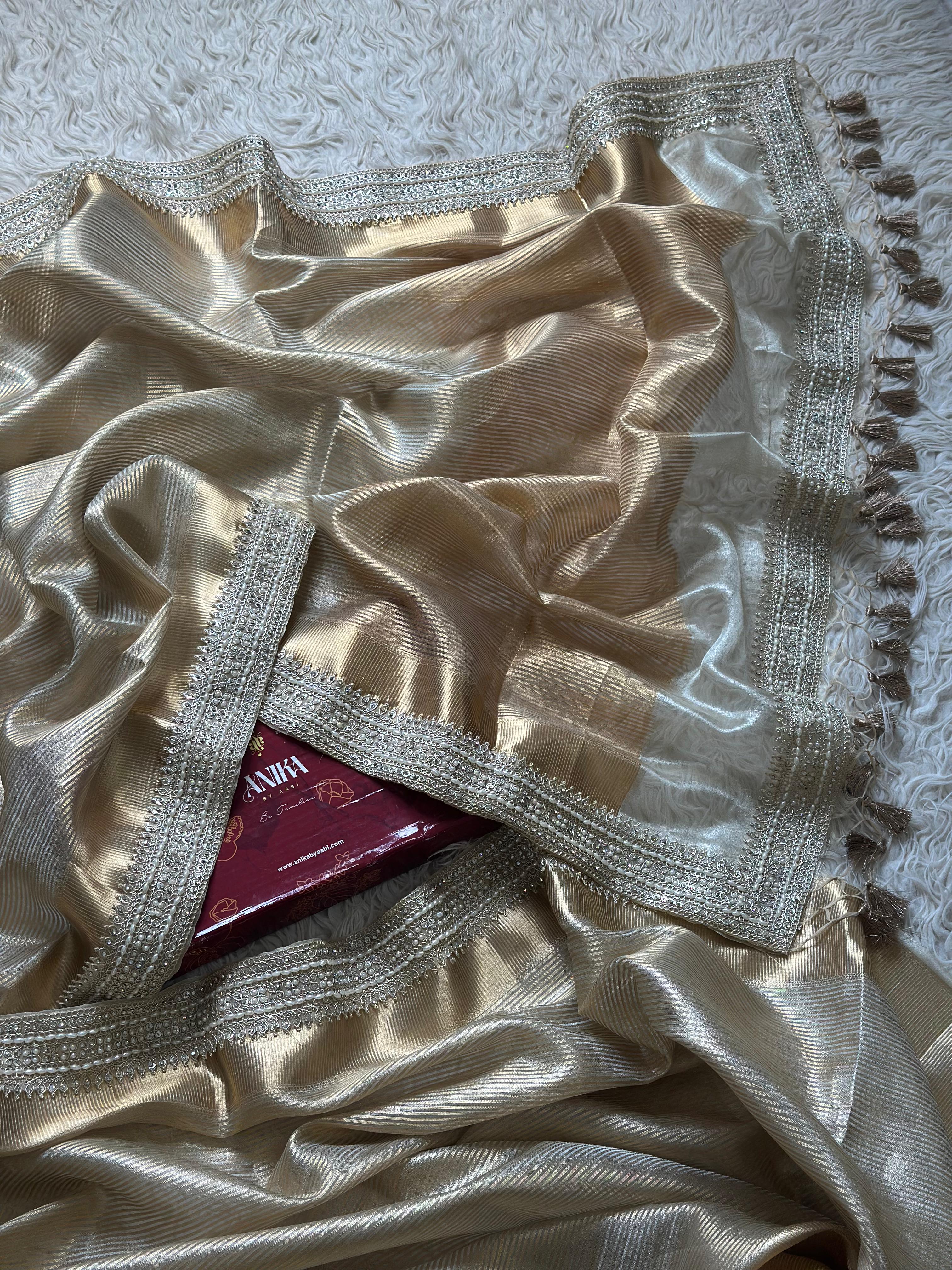 SONAKSHI - TISSUE LUXE - Banarasi silk saree in CHAMPAGNE GOLD - EXCLUSIVE EDIT