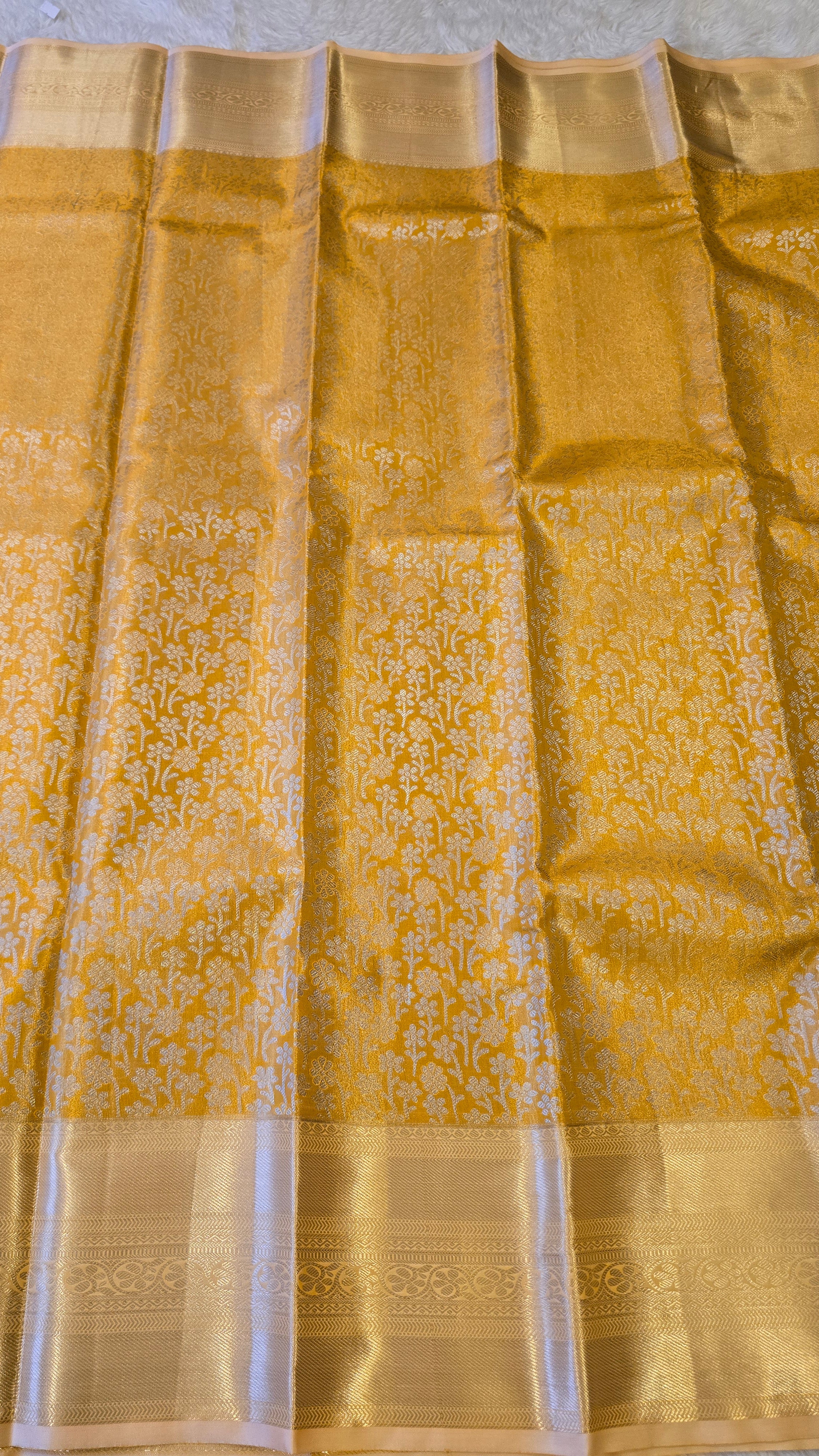 SWAYAMVARAM- BRIDAL YELLOW GOLD FLORAL BUTTA SILK SAREE