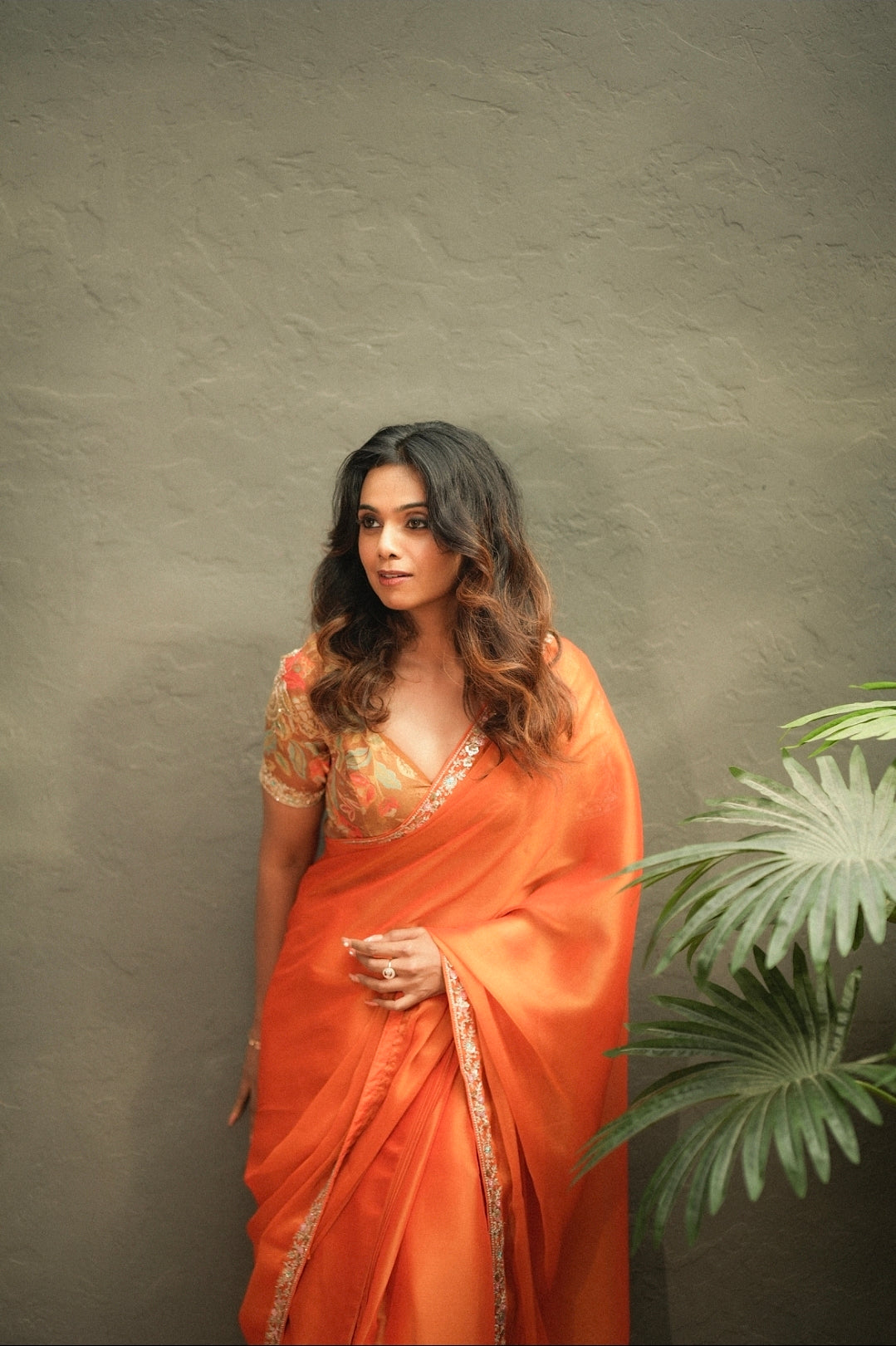 Anika's Cosmic Orange Designer Saree -Anaya Festive Edit A27