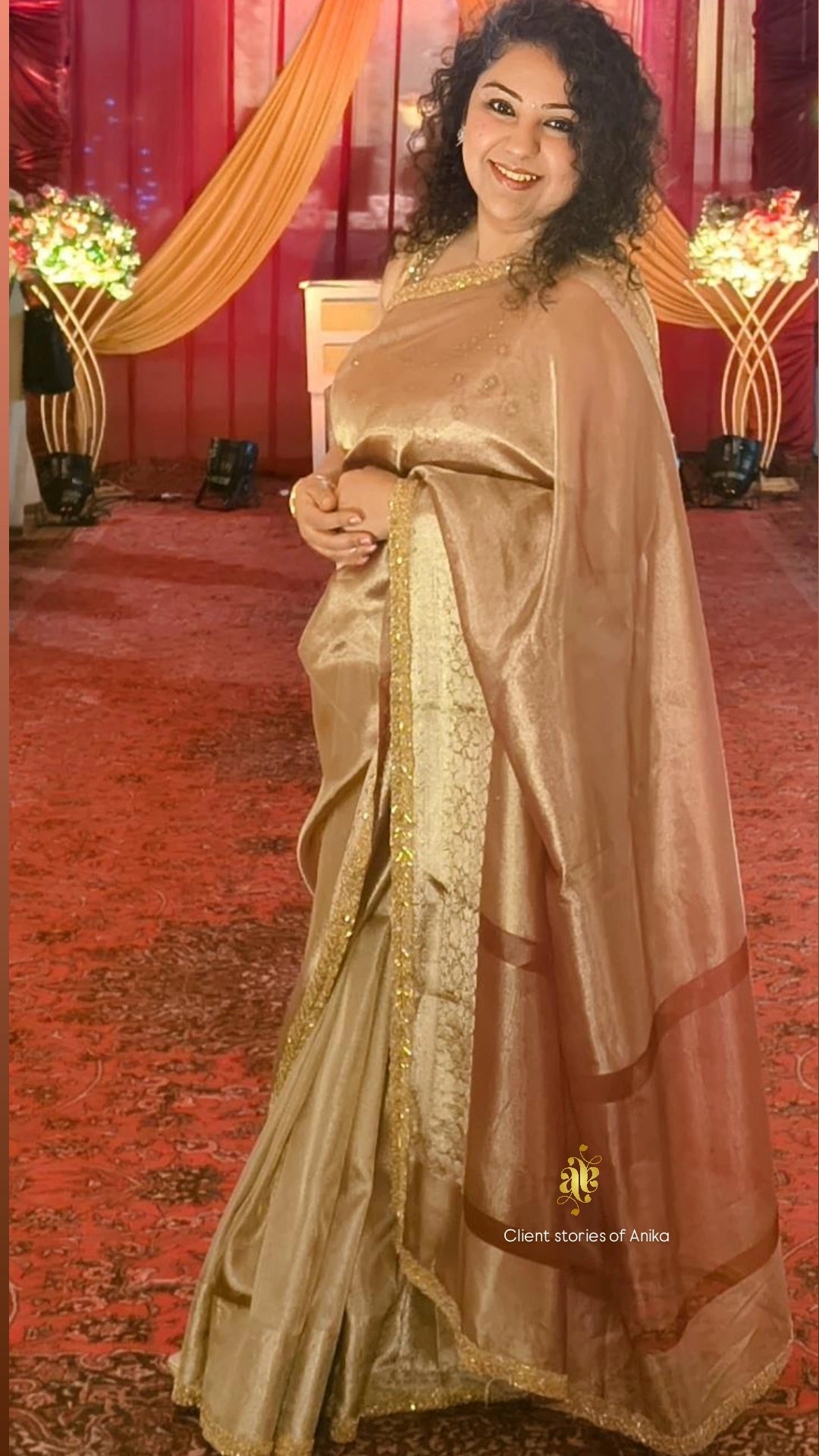 TISSUE BEATS-BRONZE BROWN SAREE