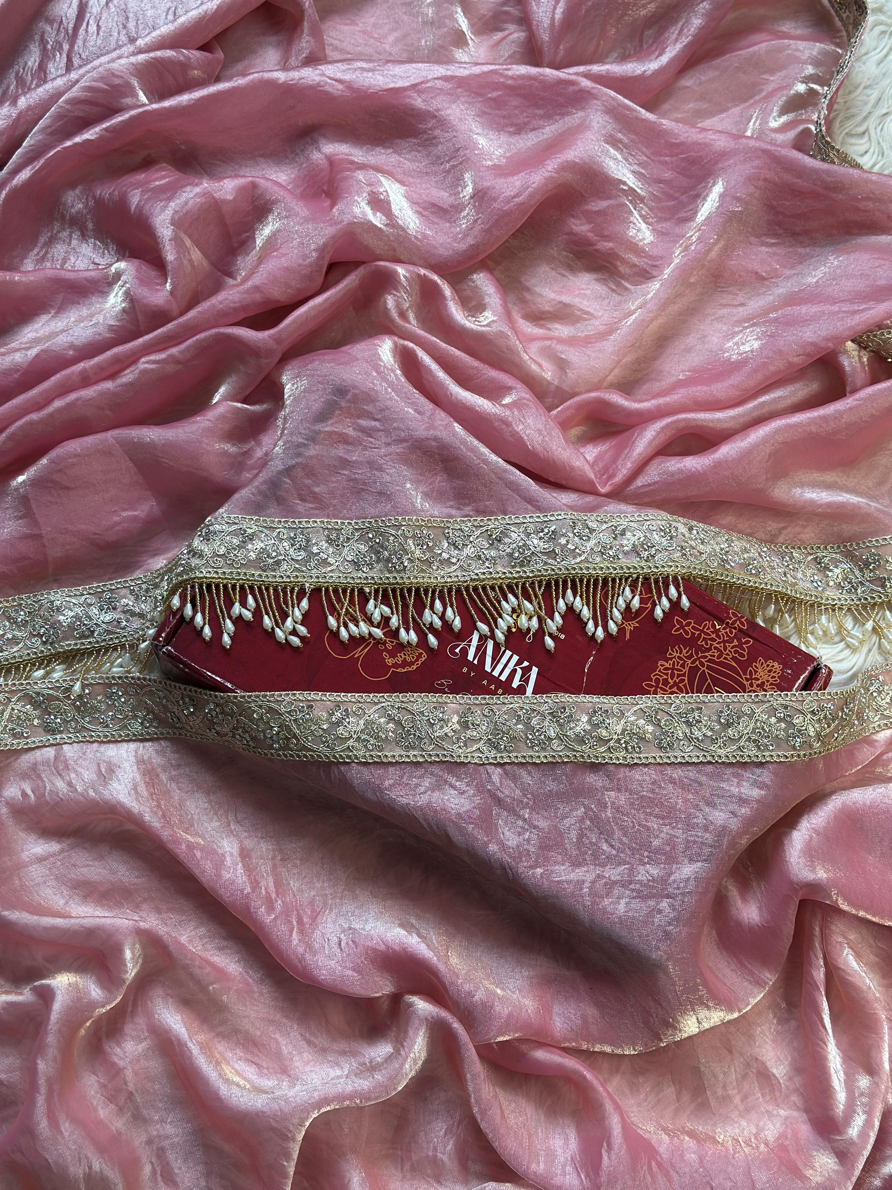 CHAKRA - GLASS TISSUE SILK SAREE | BABY PINK