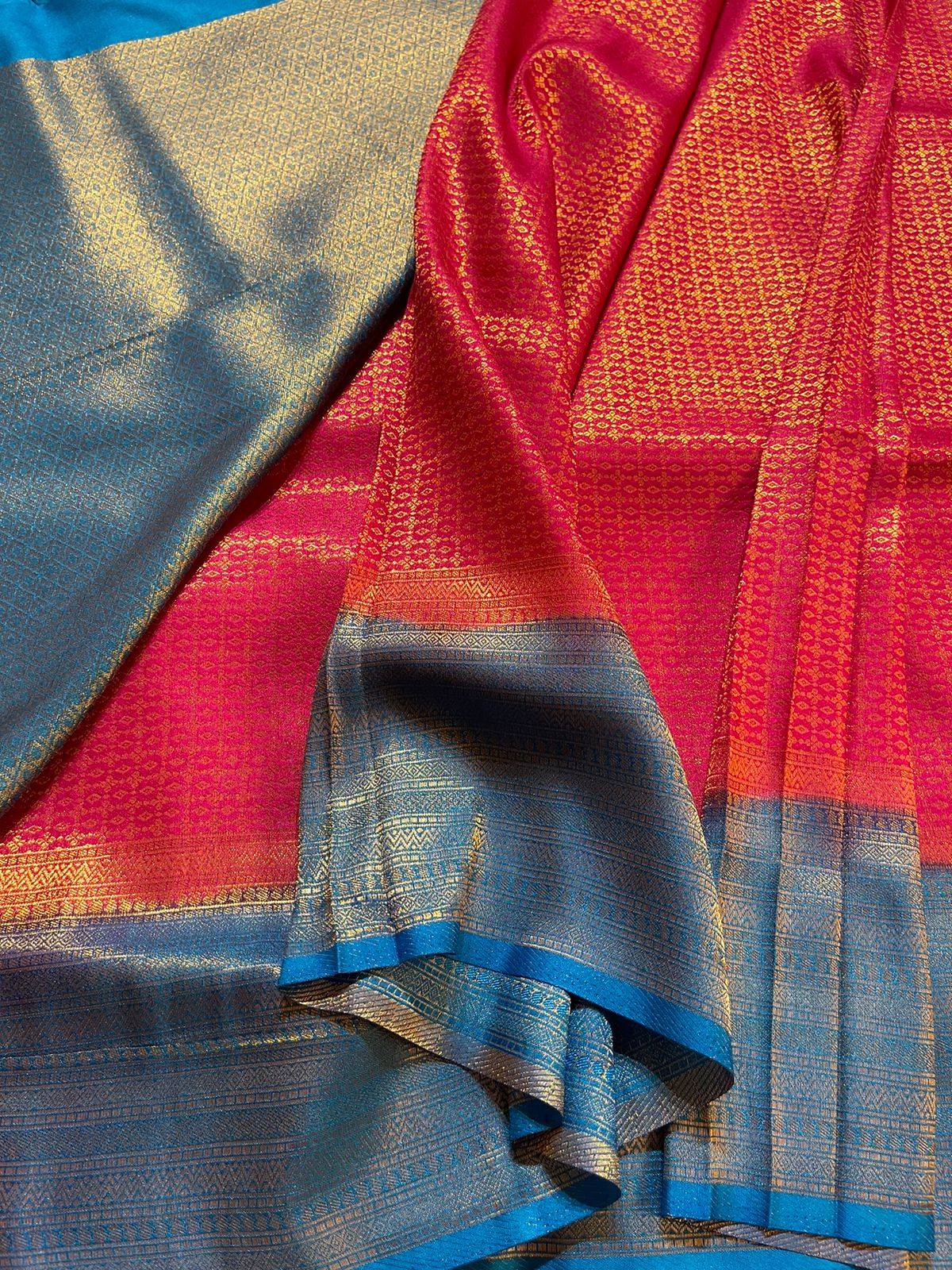 NANGAI-RANI PINK  SKY BLUE SAREE