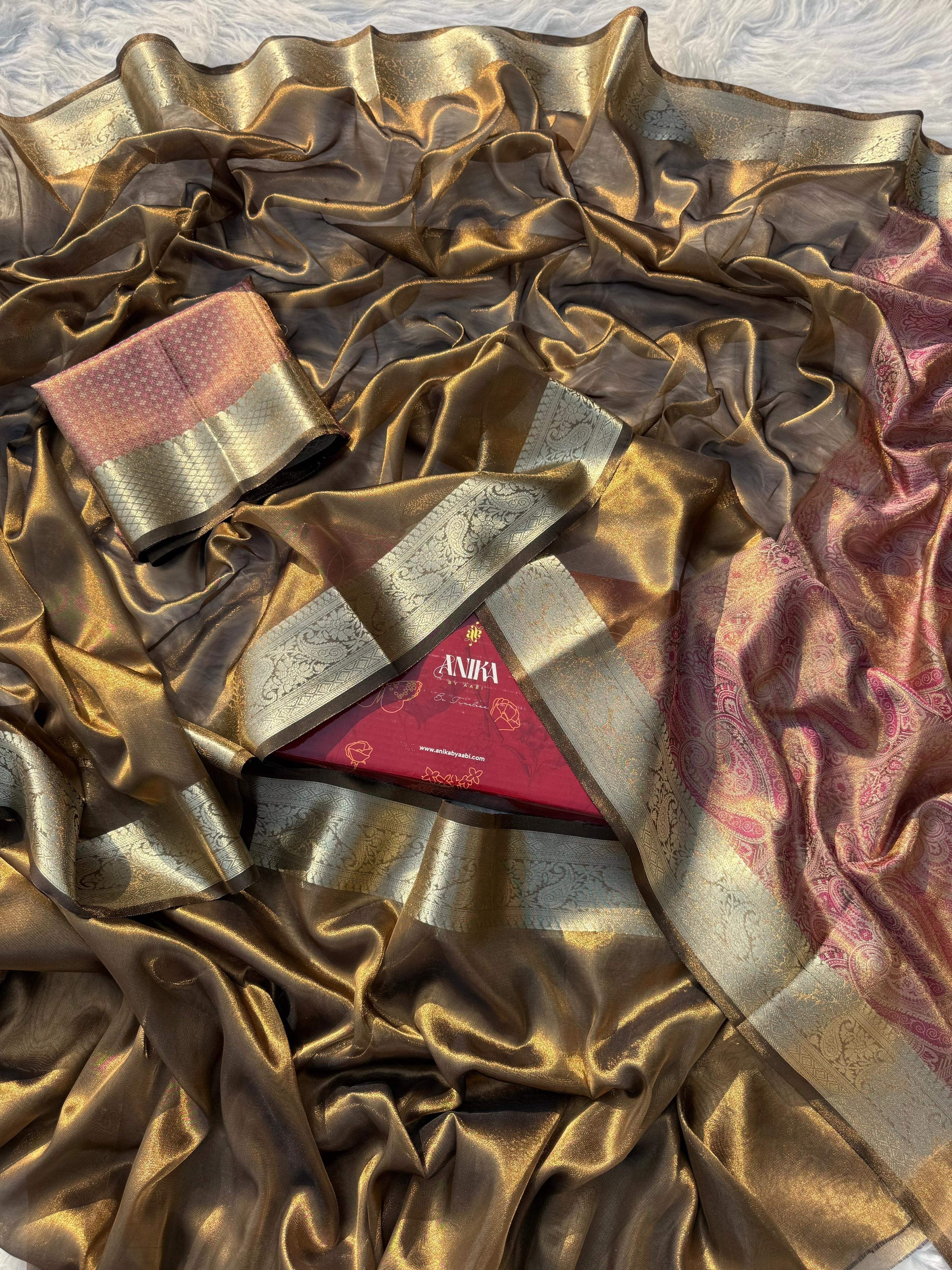Anika’s Bronze Tissue silk saree - AB0027
