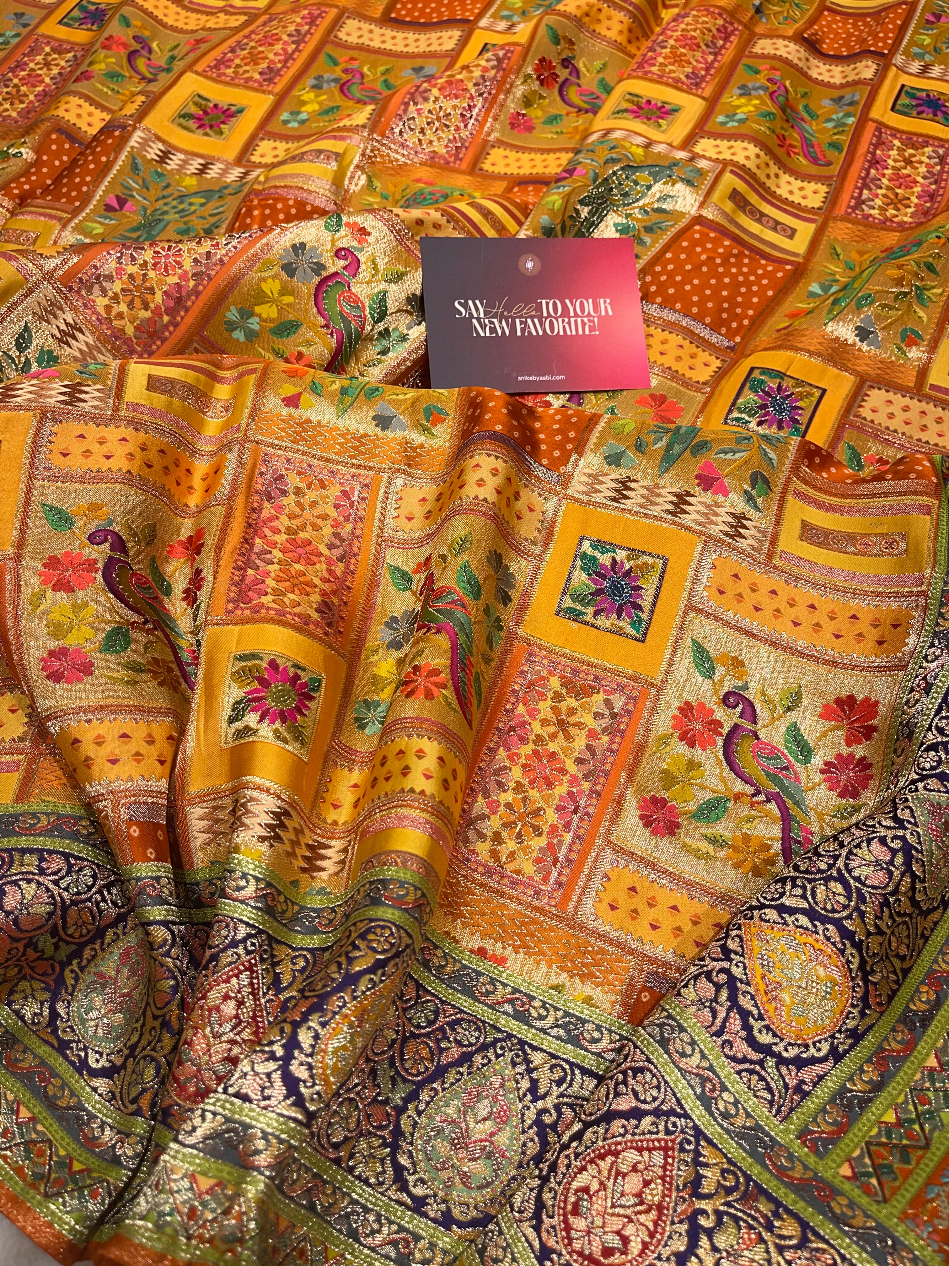 Pashmina silk saree - Orange Multi tone PS07