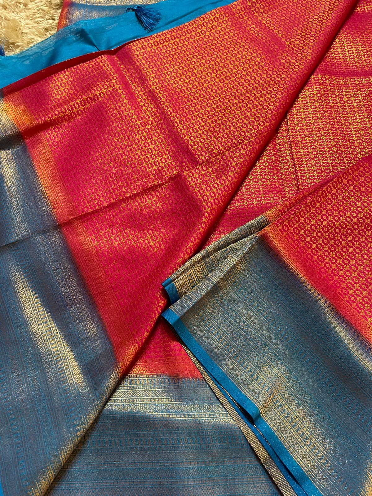 NANGAI-RANI PINK  SKY BLUE SAREE