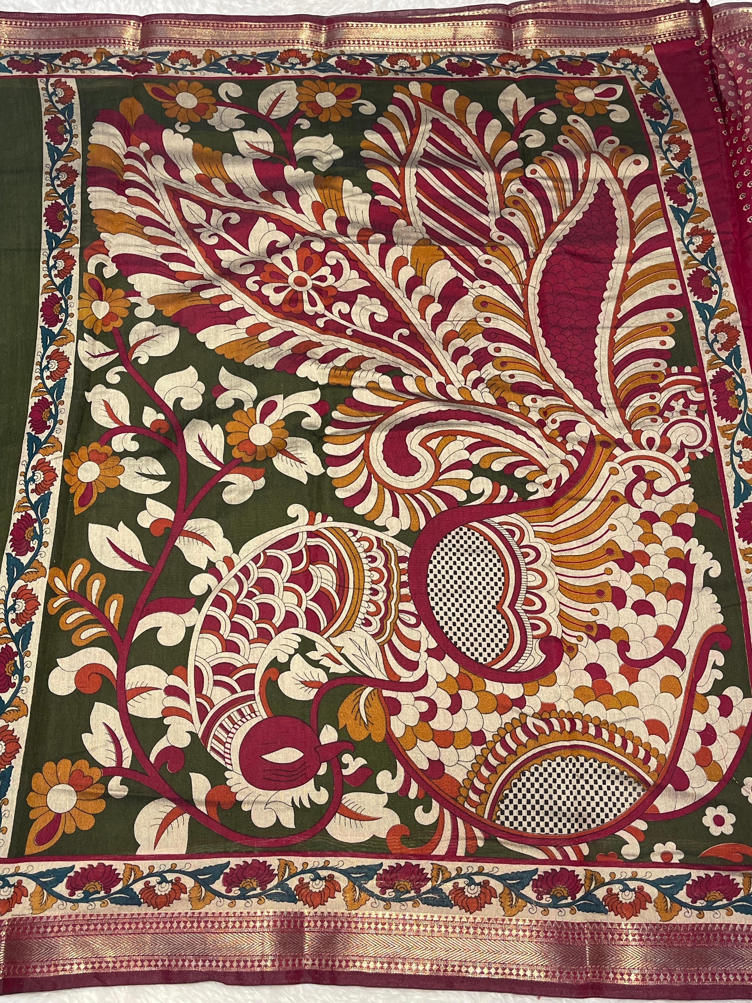 MANGALA - GREEN COTTON SILK SAREE