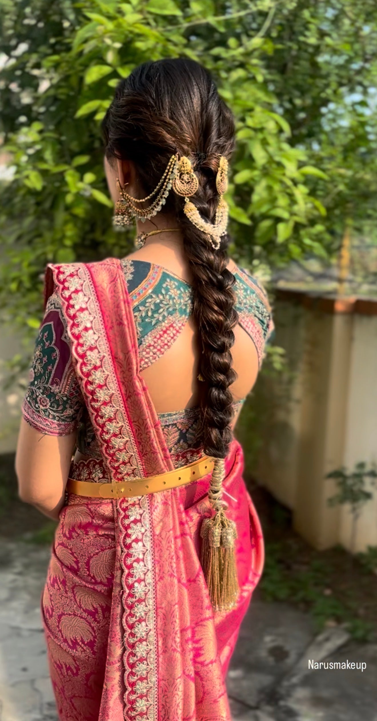 Rani Pink Brocade Banarasi Silk Saree With Lace